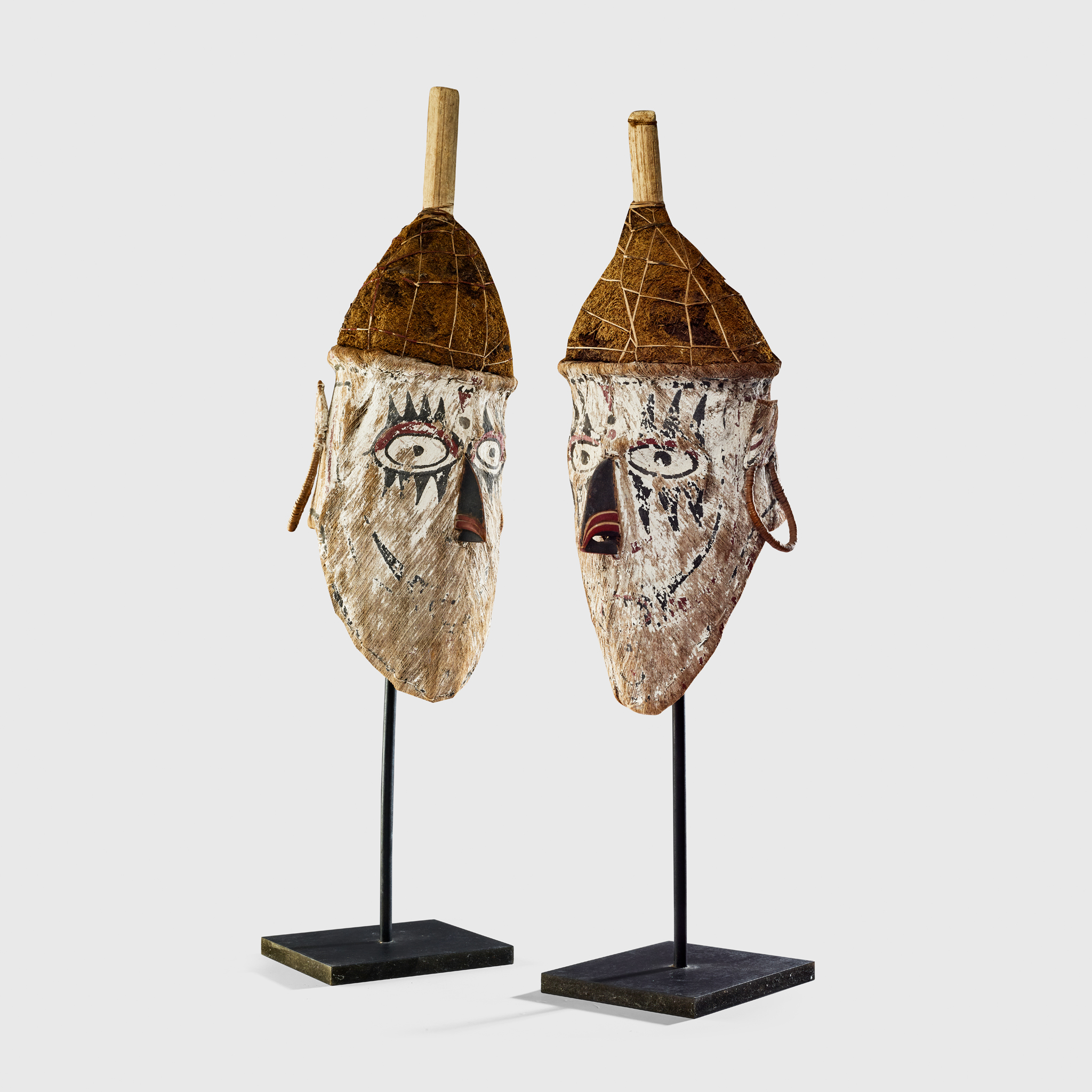 PAIR OF HUON GULF DANCE MASKS, TAGO