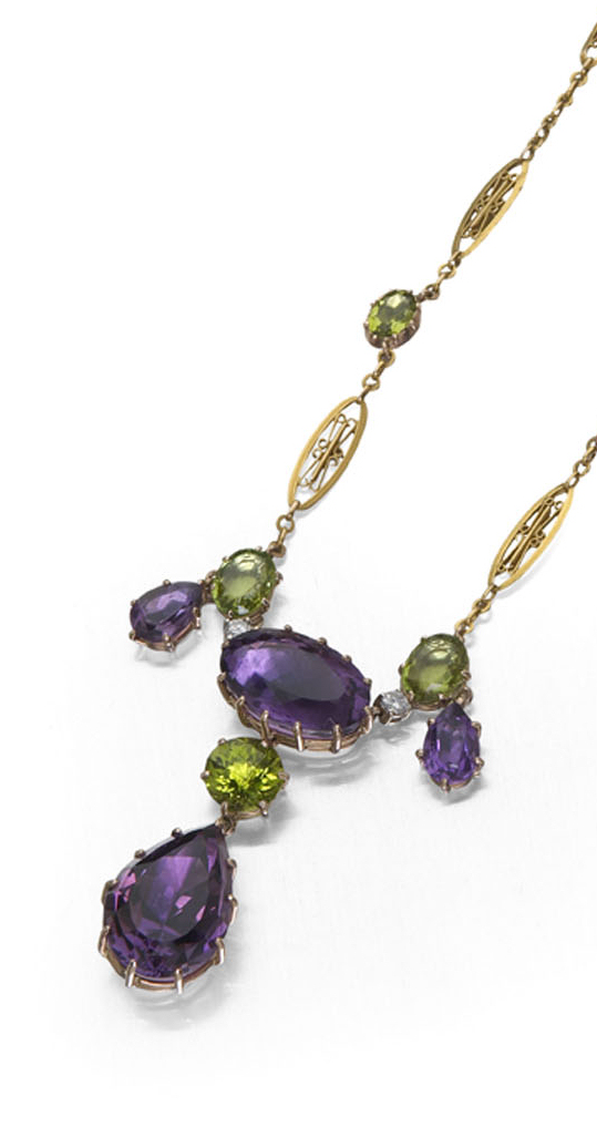 A multi-gem set fringed necklace,