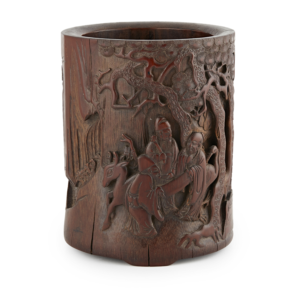 CARVED BAMBOO BRUSH POT