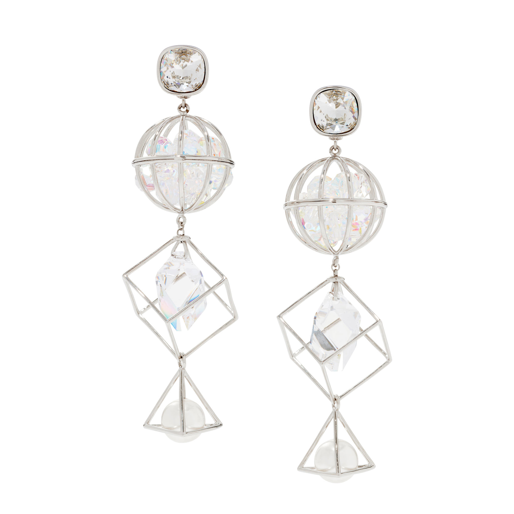 Atelier Swarovski by Mary Katrantzou: A Pair of Nostalgia Triple Drop Pierced Earrings