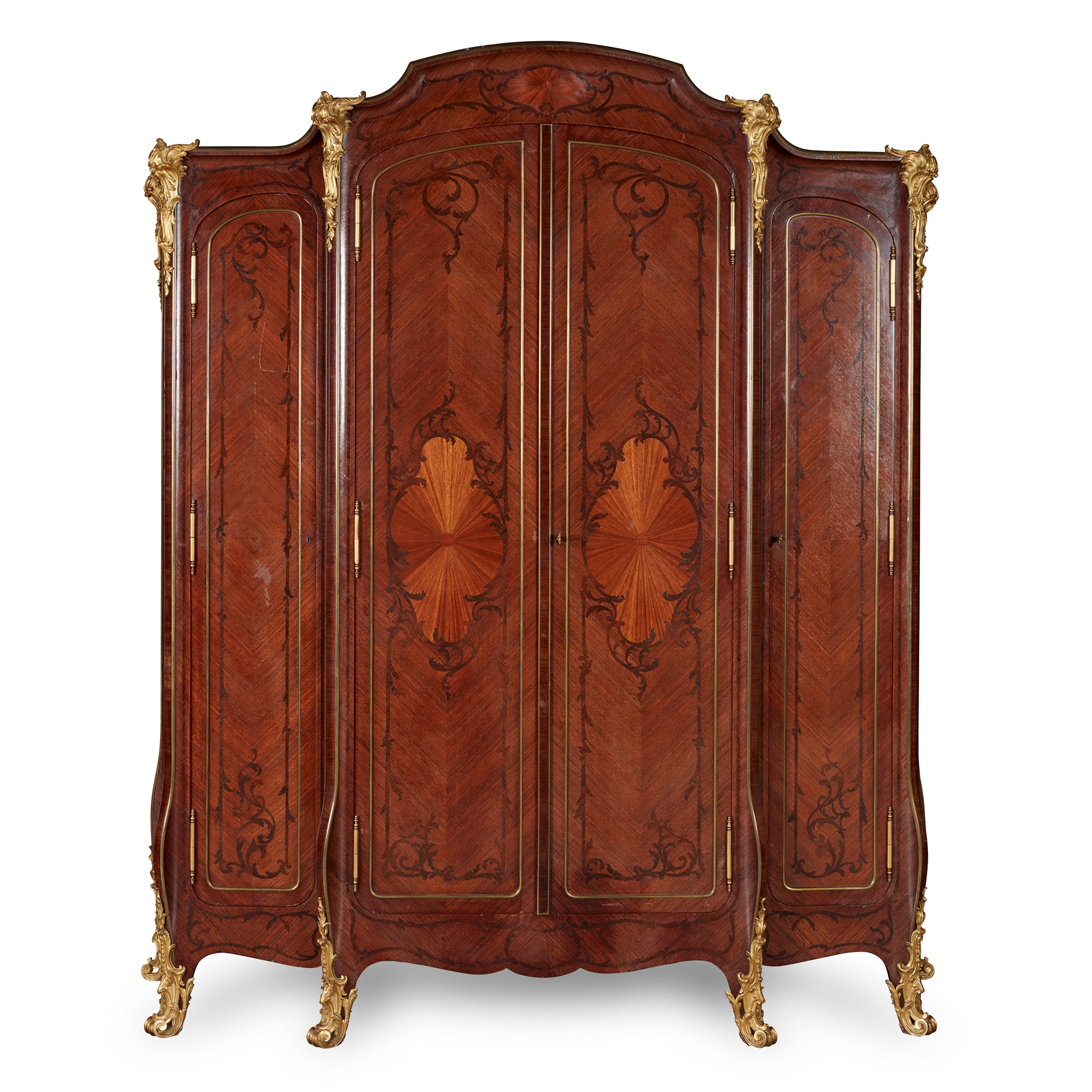 FRENCH KINGWOOD AND AMARANTH GILT BRONZE MOUNTED ARMOIRE, BY MAISON KRIEGER