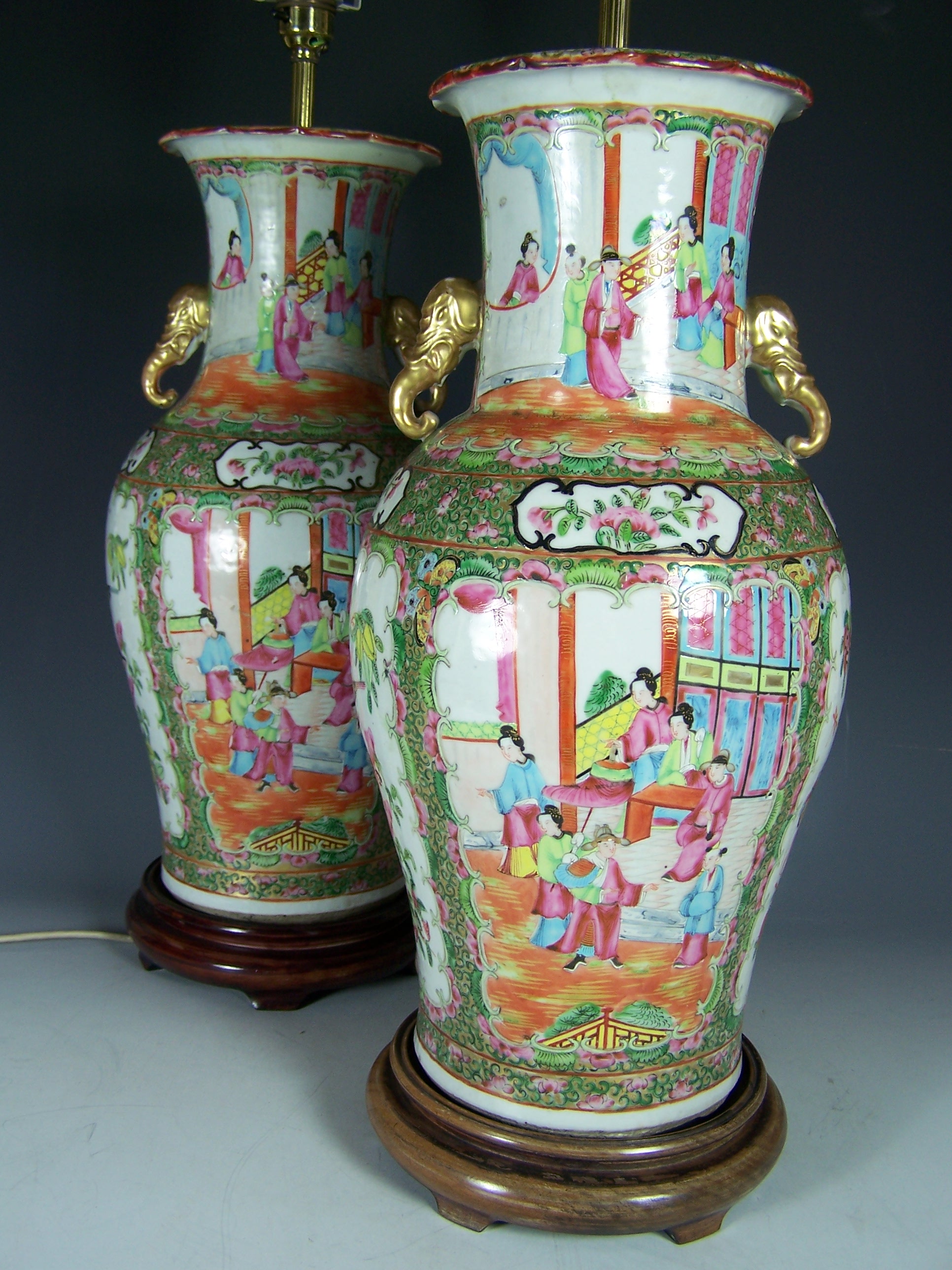 A pair of Canton vases,