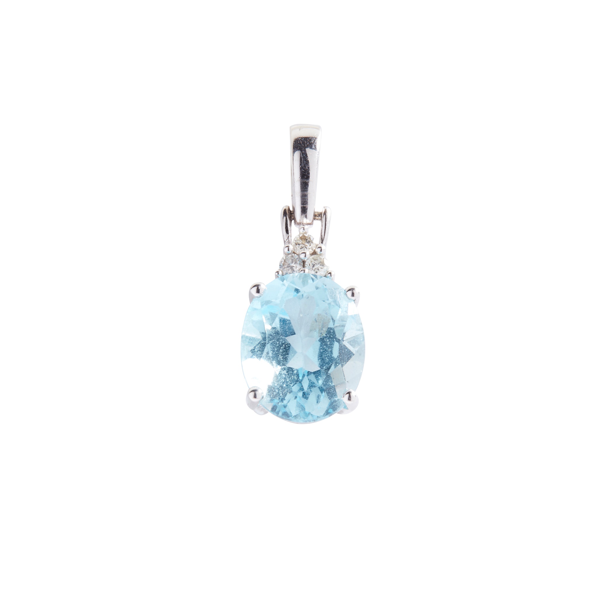 A blue topaz and diamond pendant
