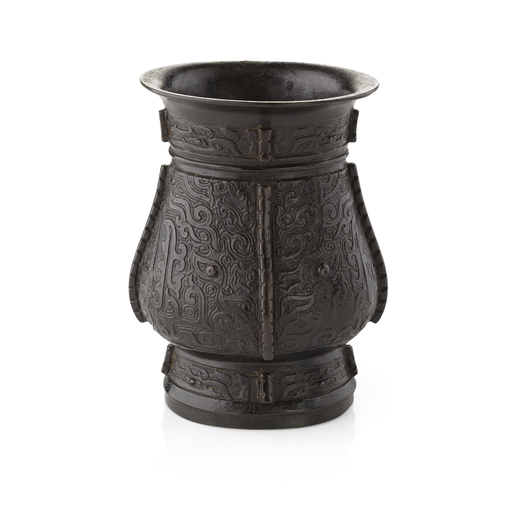 ARCHAISTIC BRONZE RITUAL WINE CUP, ZHI