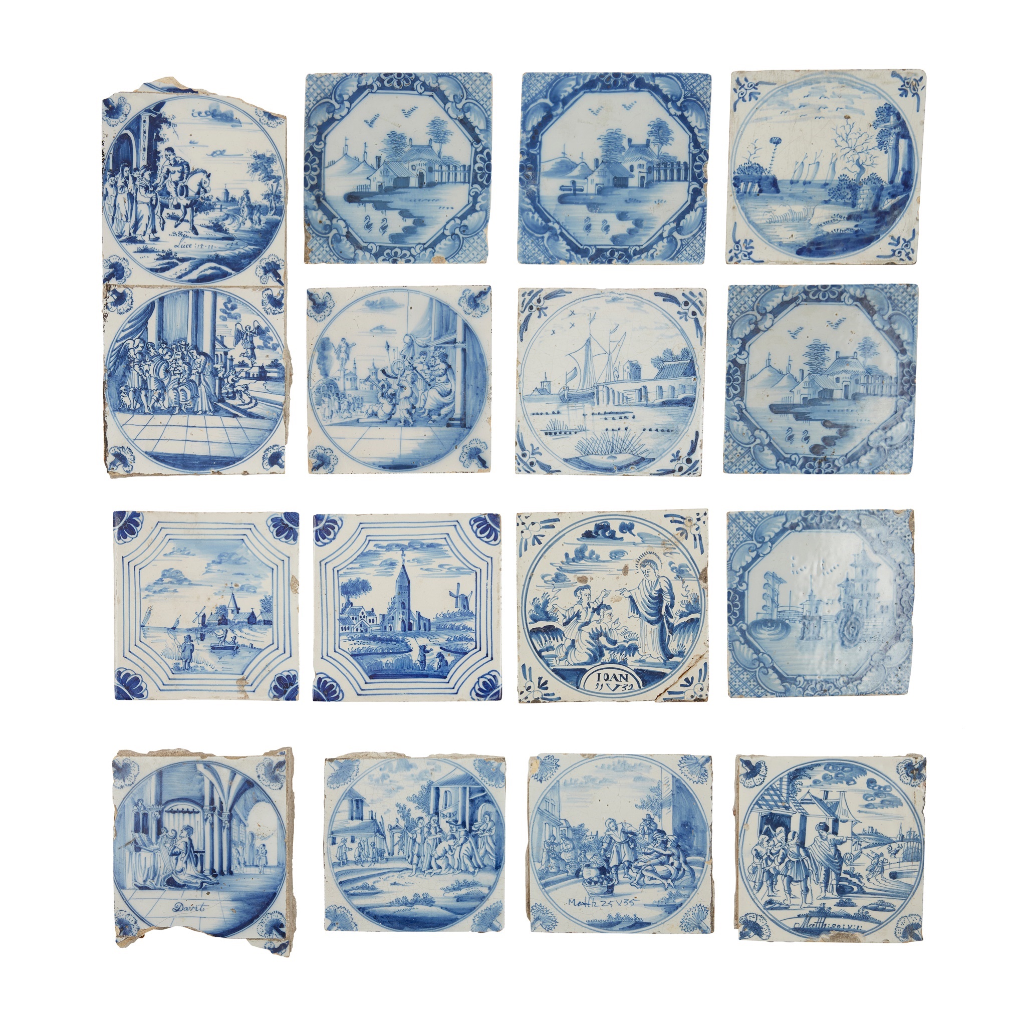 COLLECTION OF DELFT BLUE AND WHITE TILES