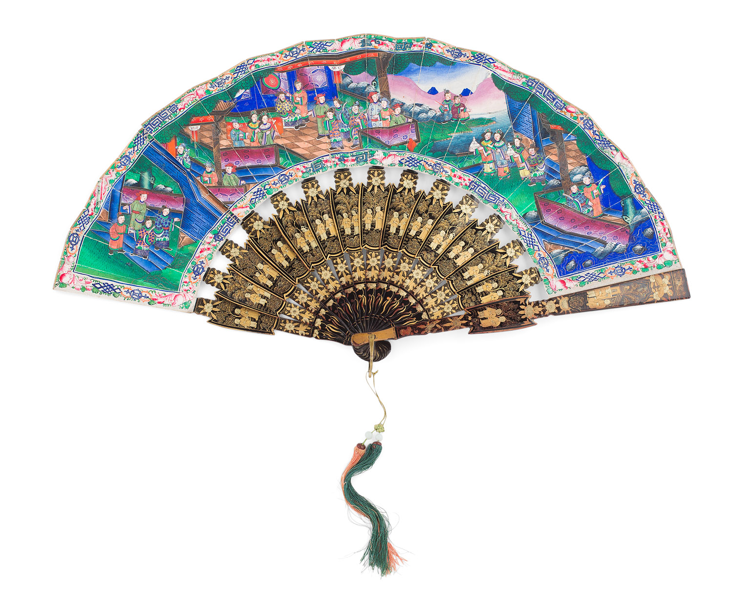 CANTON LACQUER AND PAPER FAN