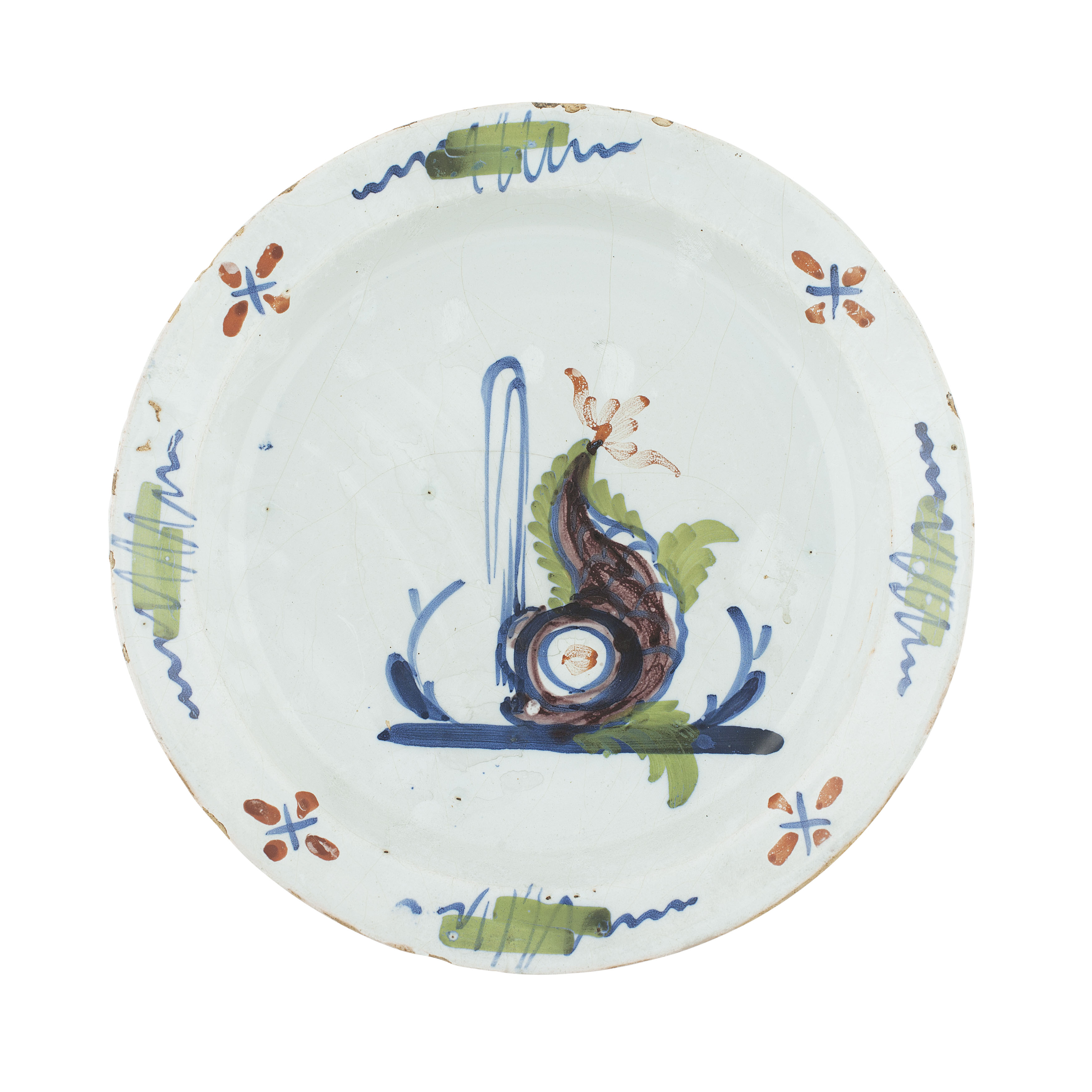 THREE ENGLISH TIN-GLAZED PLATES