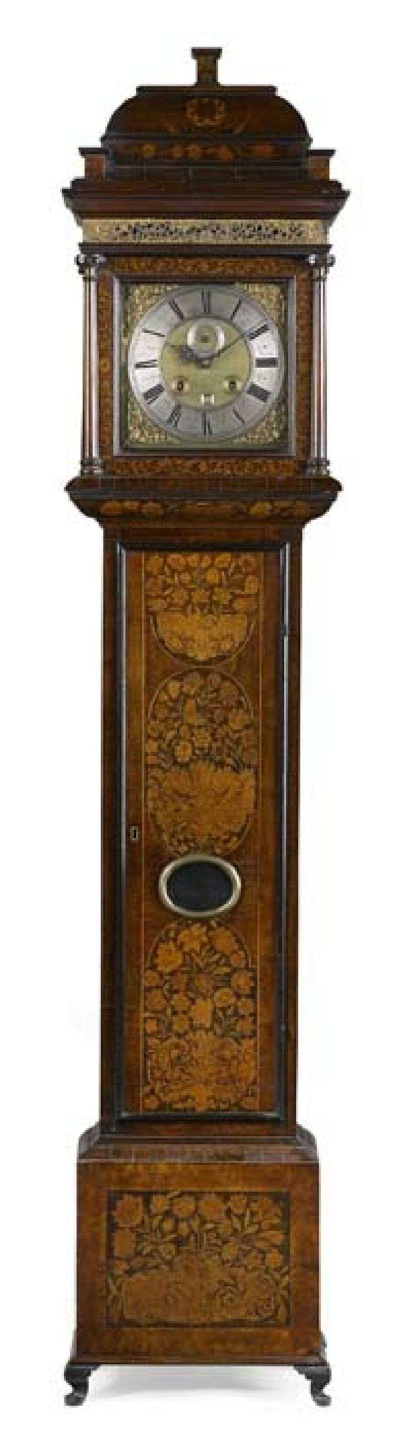 A late 17th century walnut and floral marquetry longcase clock By Andrew Broun, Edinburgh