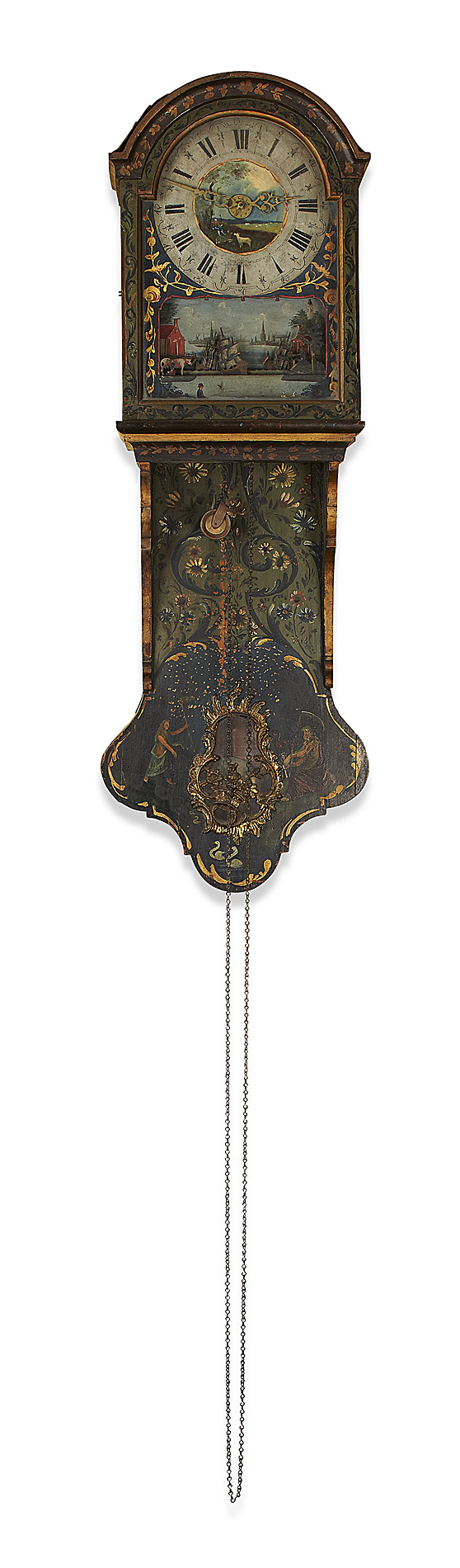 DUTCH PAINTED WOOD STAARTKLOK