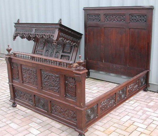 A French walnut and oak half tester double bed