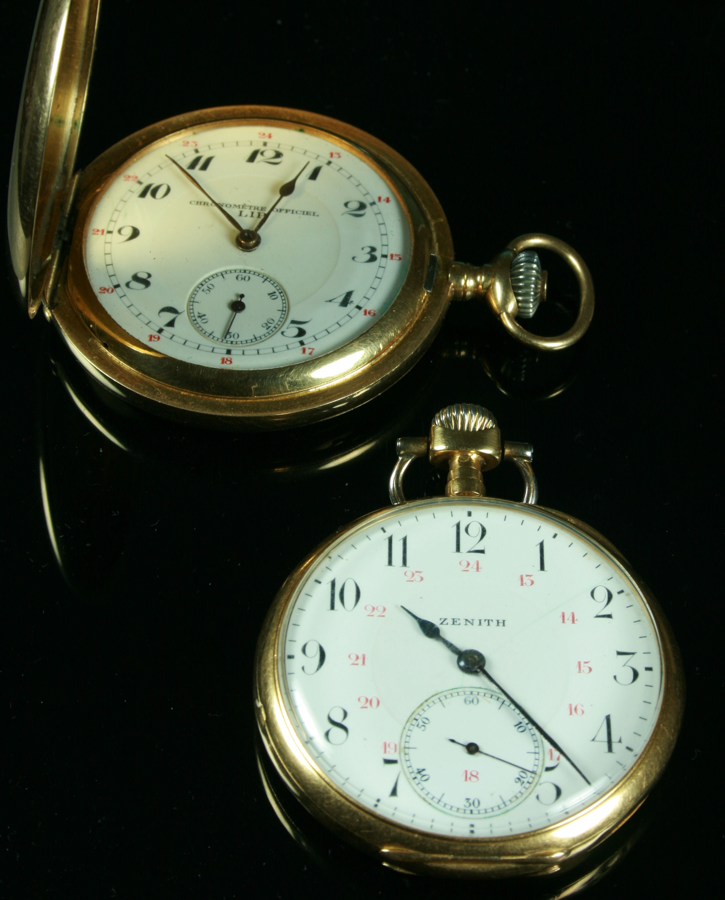 A French gold hunter cased pocket watch,