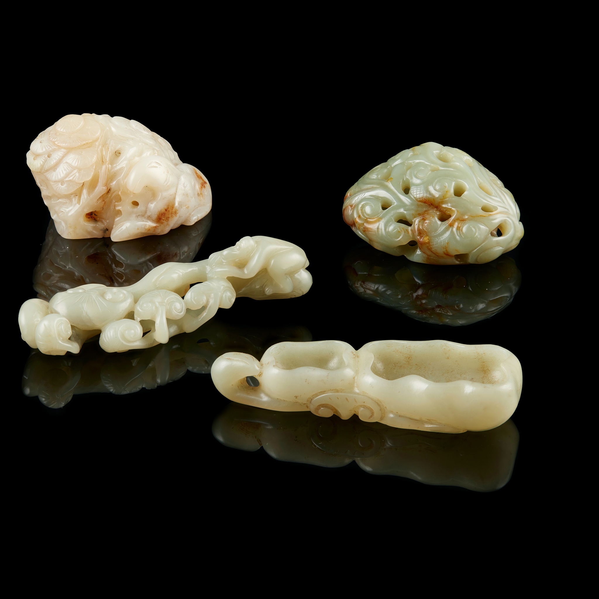 GROUP OF FOUR JADE CARVINGS