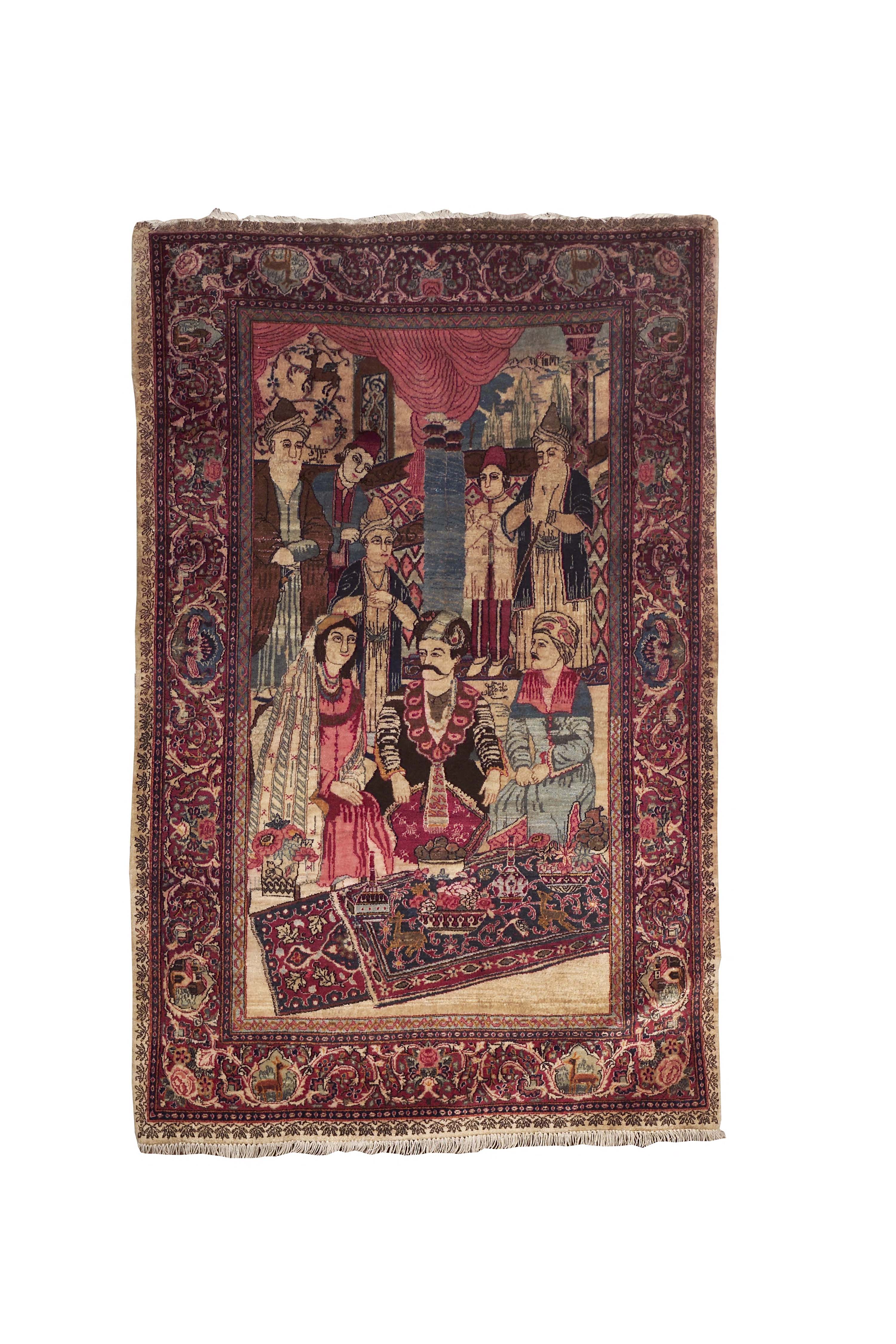 A Kashan pictoral rug,