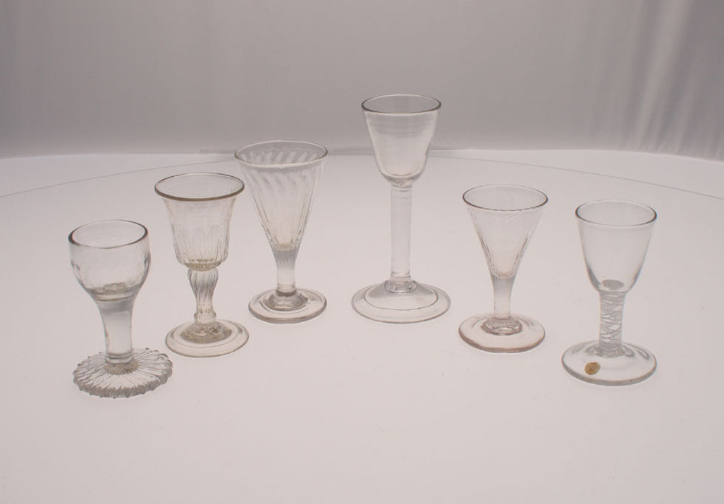 A group of 18th century and later wine glasses