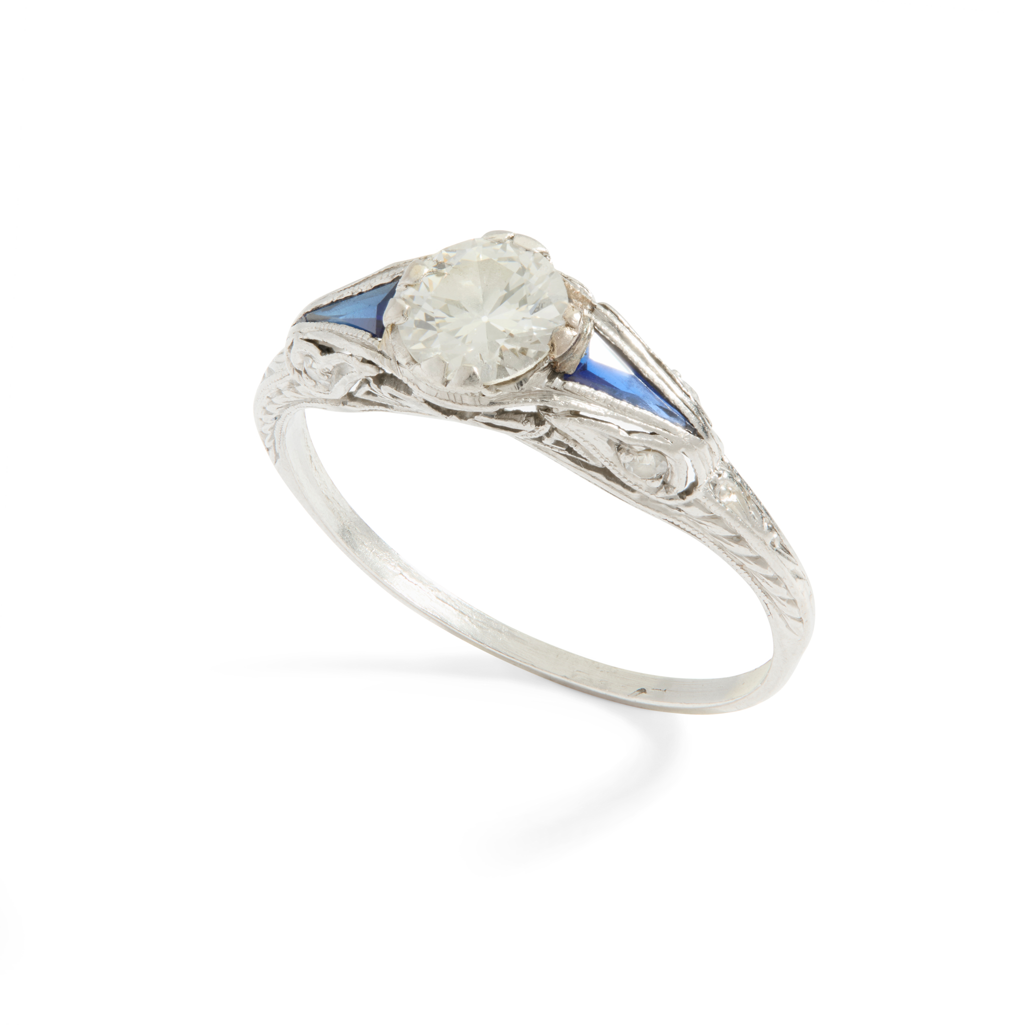 An early 20th century diamond and sapphire ring