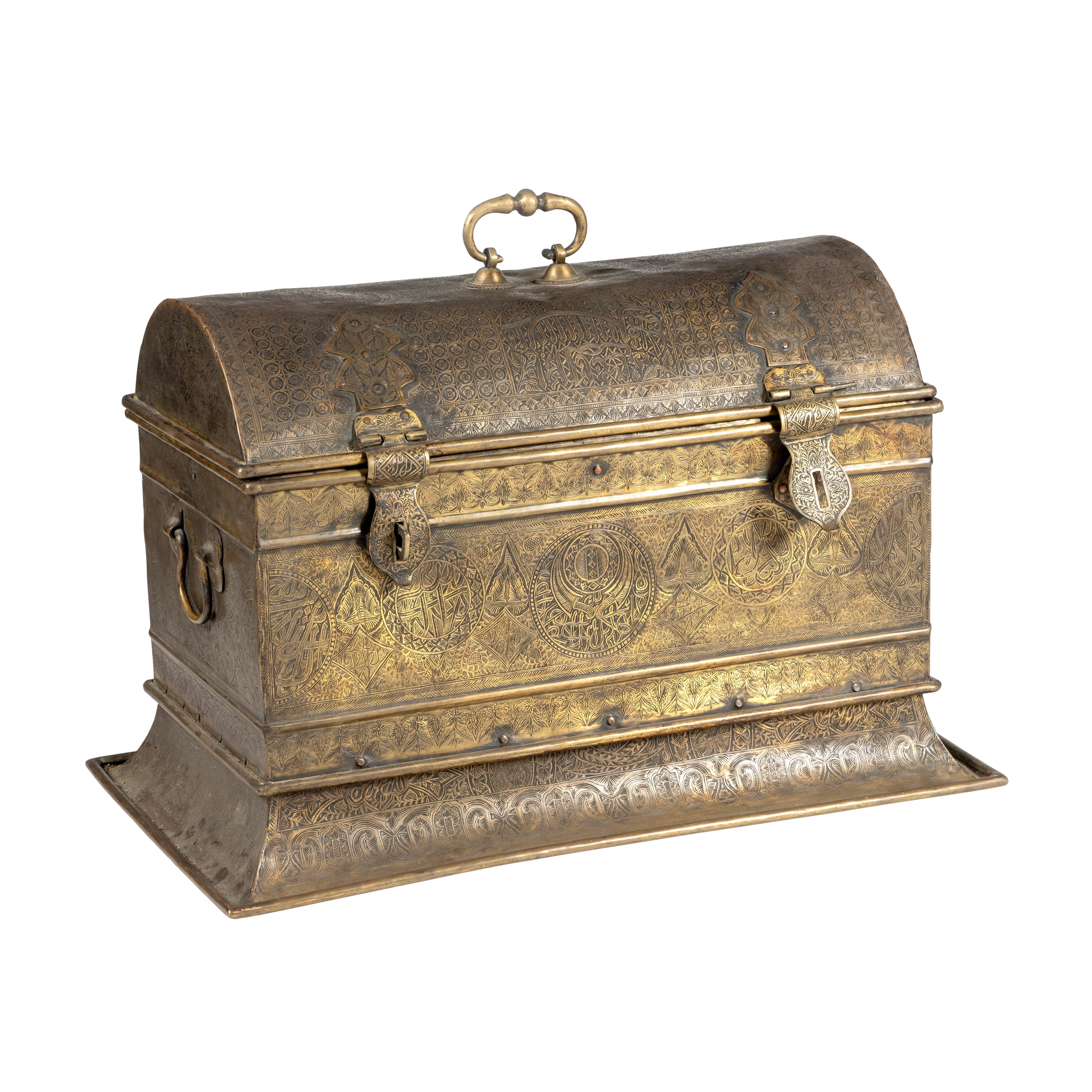 AN INDO PERSIAN BRASS TRUNK
