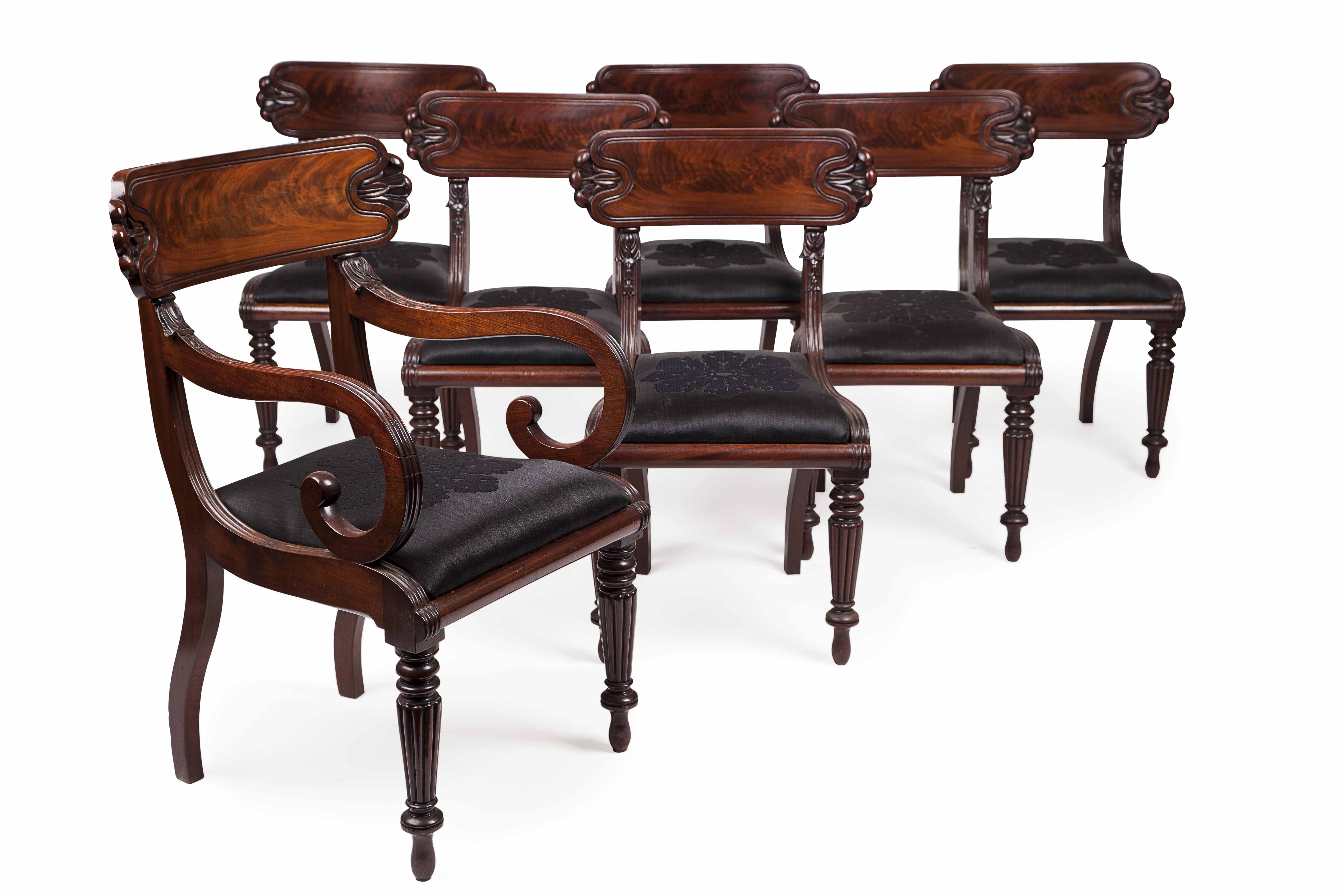 SET OF SEVEN SCOTTISH REGENCY MAHOGANY CHAIRS ATTRIBUTED TO WILLIAM TROTTER
