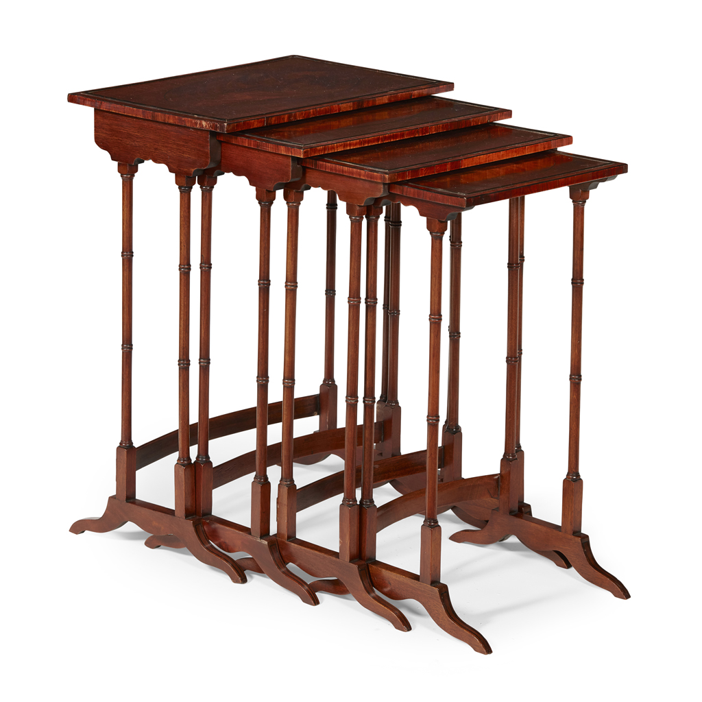 SET OF REGENCY MAHOGANY QUARTETTO TABLES