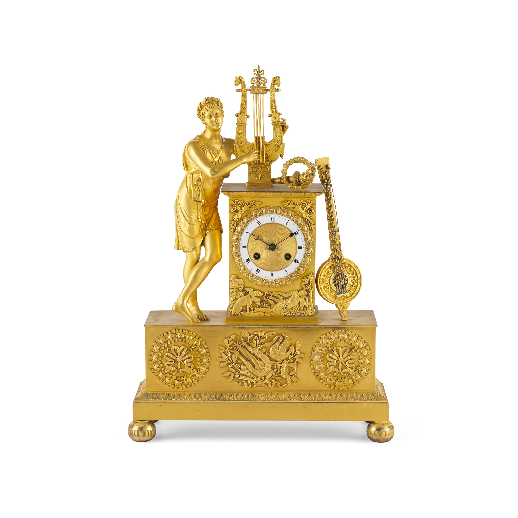 FRENCH CHARLES X GILT BRONZE MANTEL CLOCK