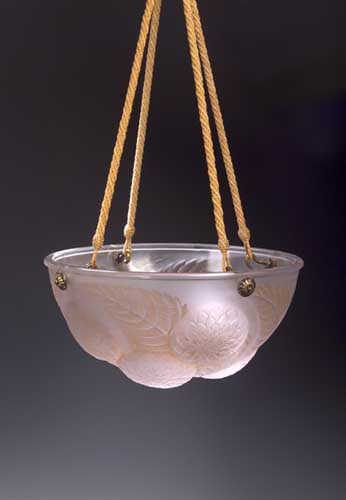 'Dahlias', a Lalique clear and frosted glass plaffonier,