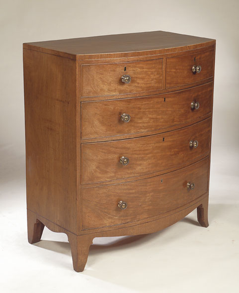 A George III mahogany bowfront chest,