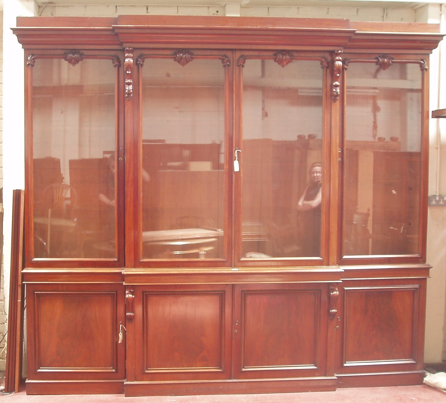 A mid Victorian mahogany breakfront bookcase,
