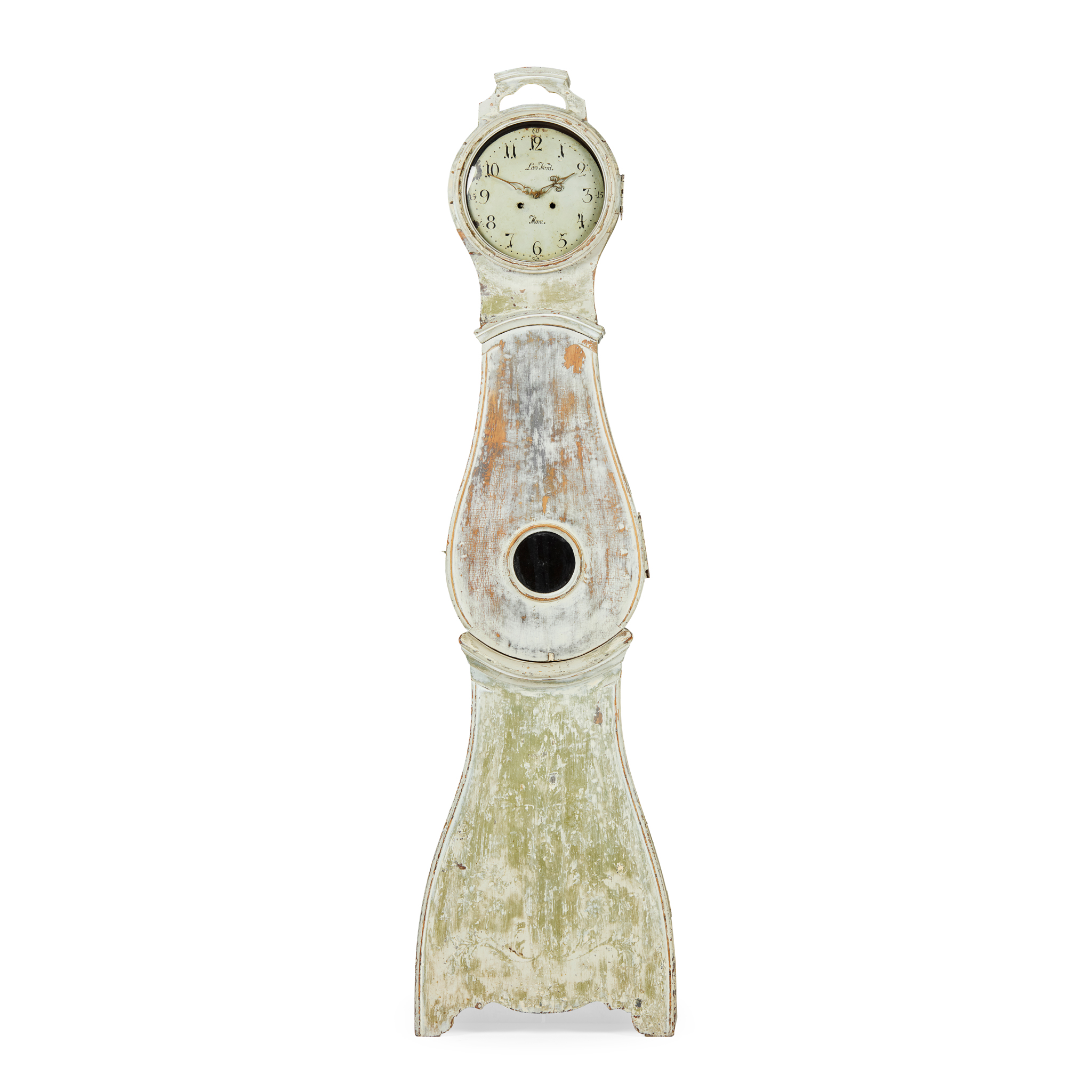 SWEDISH GUSTAVIAN PAINTED PINE LONGCASE CLOCK, LARS NORD, MORA