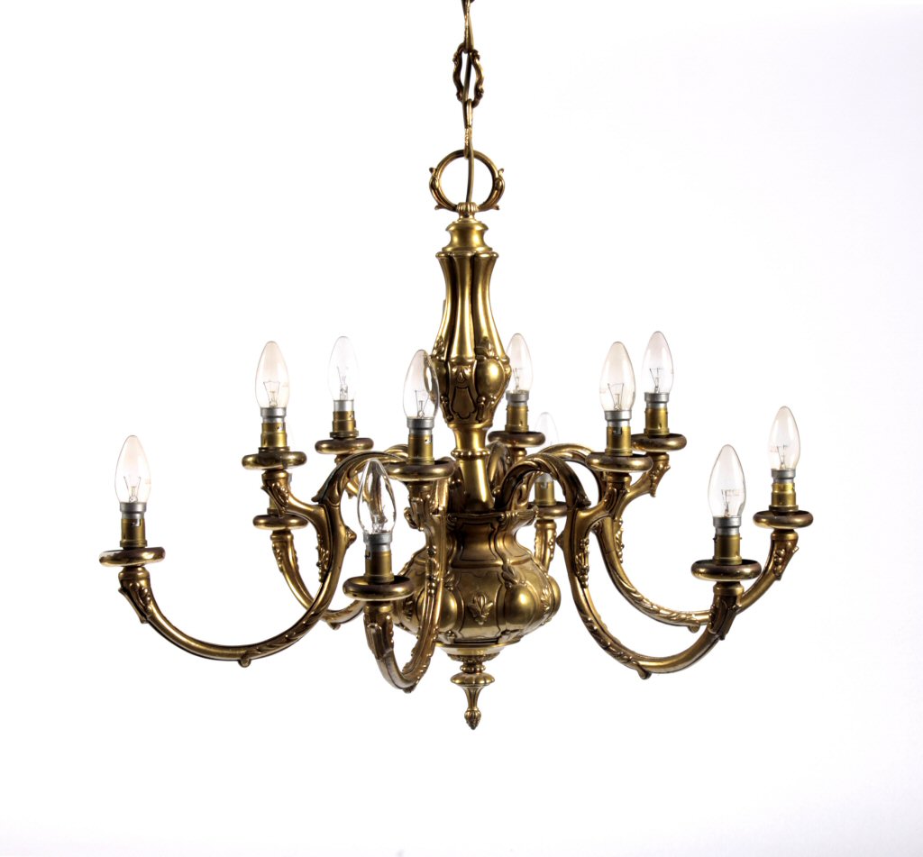 A gilt metal six branch electrolier