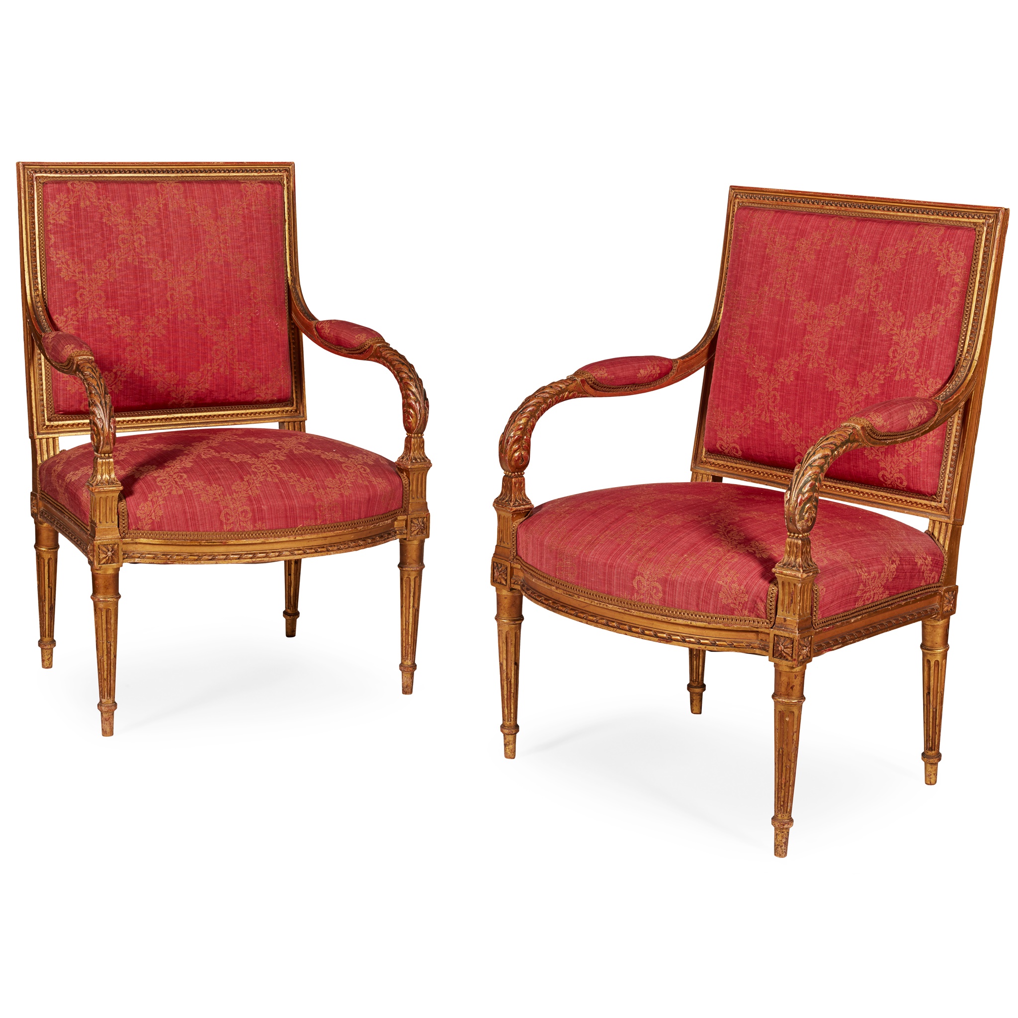 PAIR OF LOUIS XVI STYLE GILTWOOD FAUTEUILS