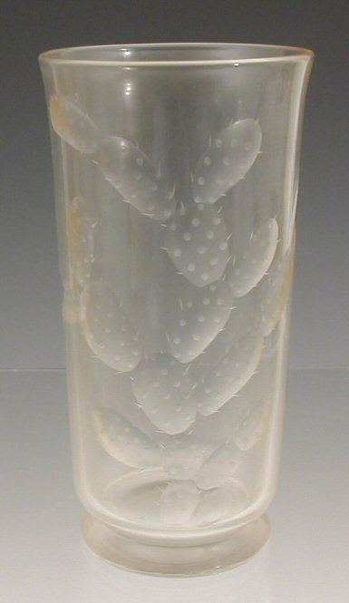 A Royal Brierley engraved glass vase by Keith Murray,