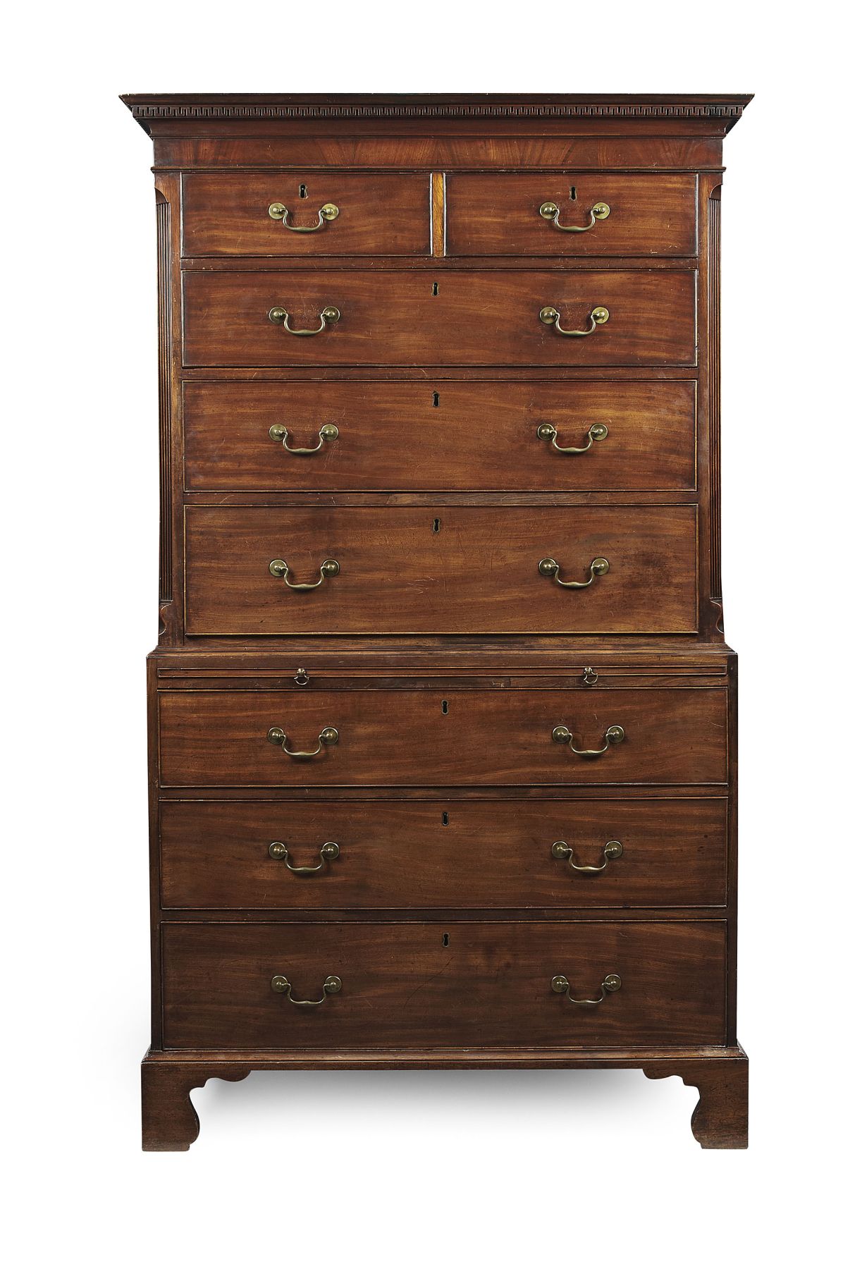 GEORGE III MAHOGANY CHEST ON CHEST