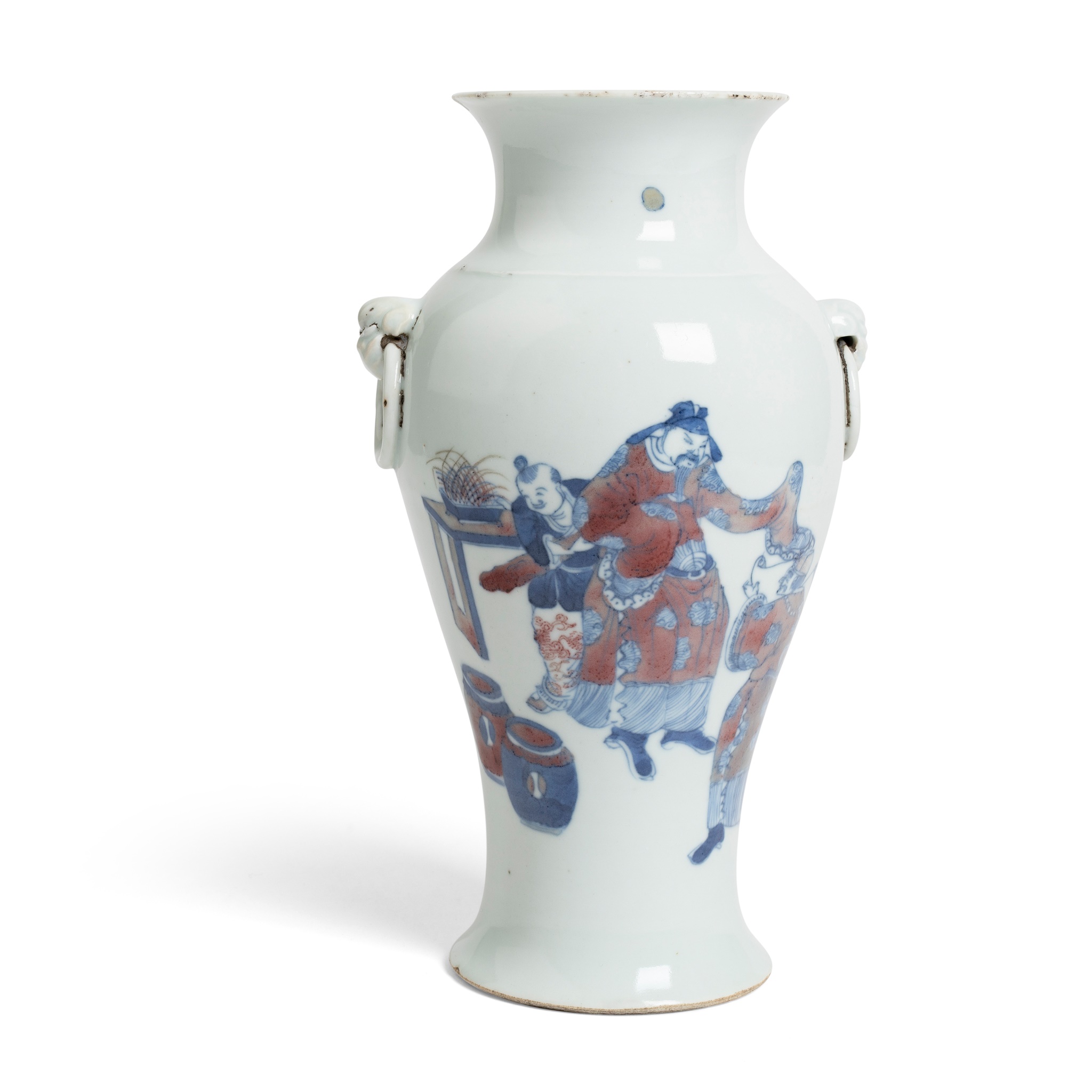 BLUE AND WHITE WITH UNDERGLAZED-RED BALUSTER VASE