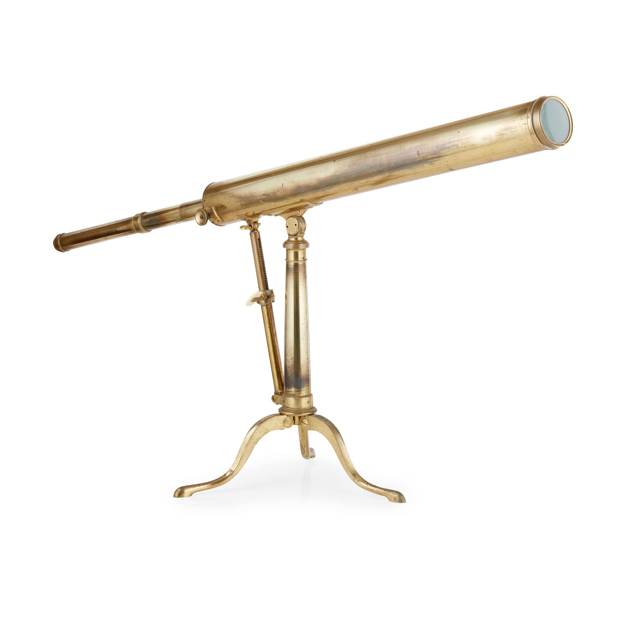 ENGLISH LACQUERED BRASS 2 1/2 IN. TABLE TELESCOPE, RAMSDEN, LONDON