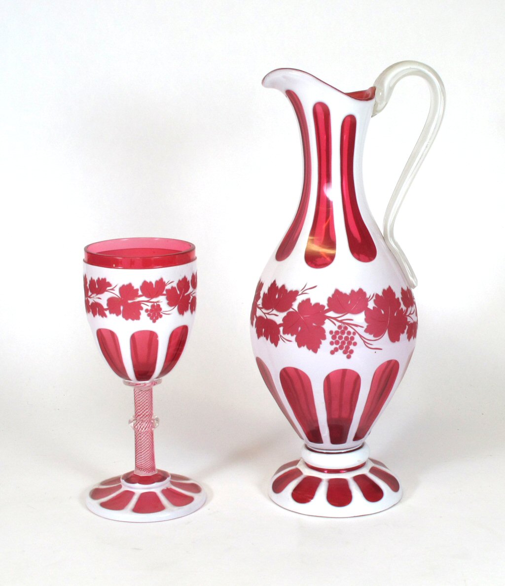 VICTORIAN BOHEMIAN GLASS EWER