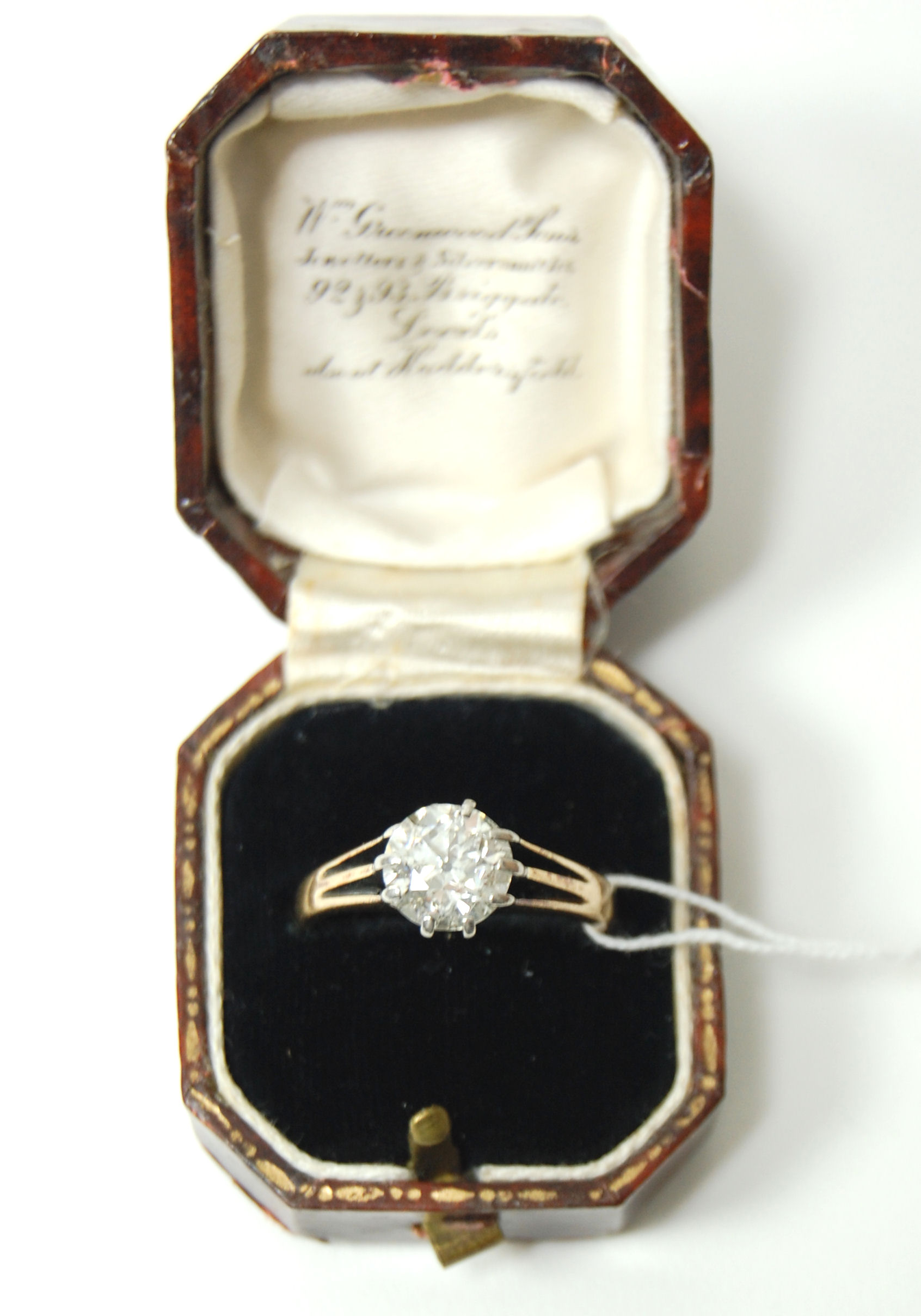 An 18ct gold mounted diamond single-stone ring,