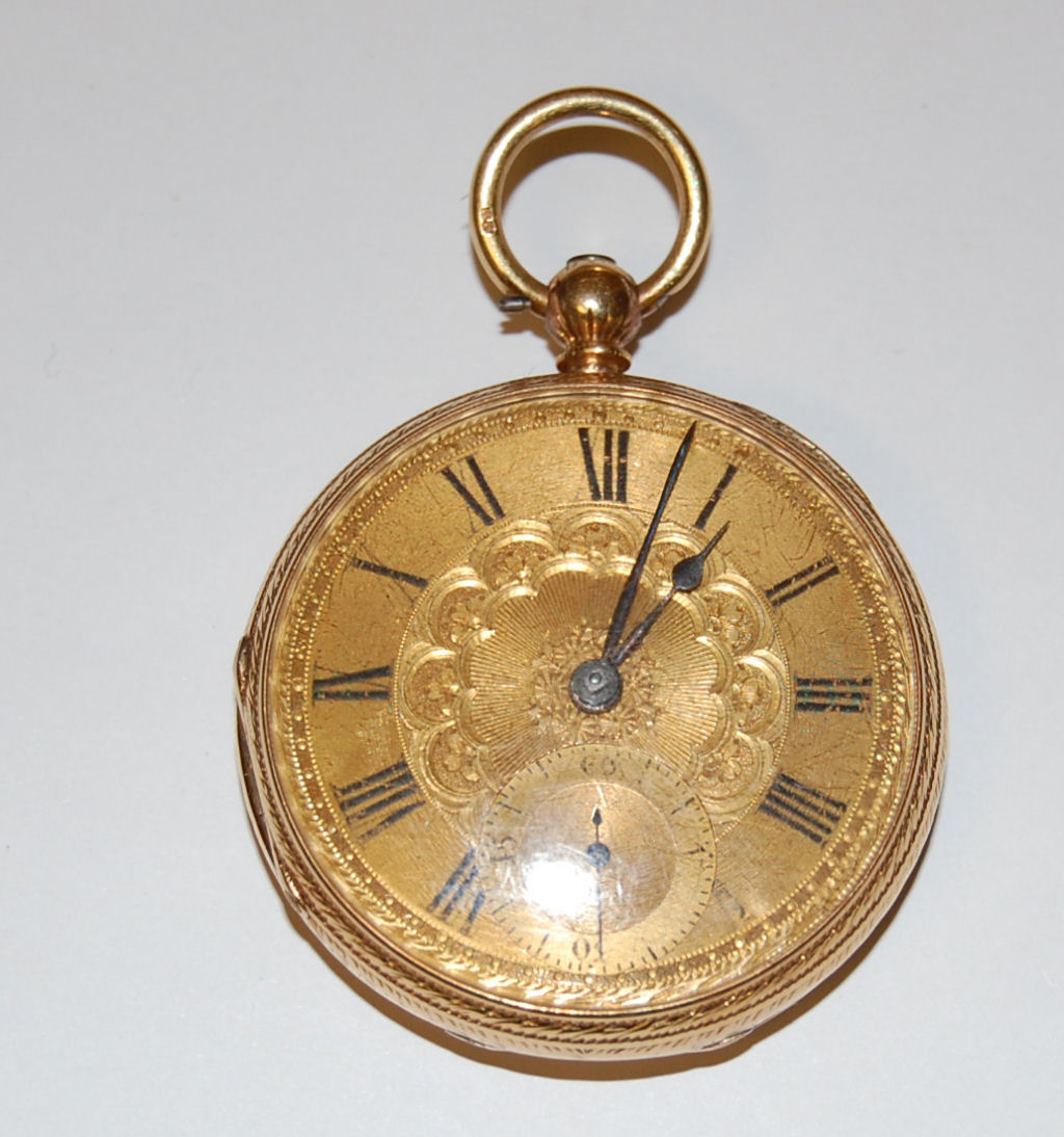 An 18ct gold open faced pocket watch