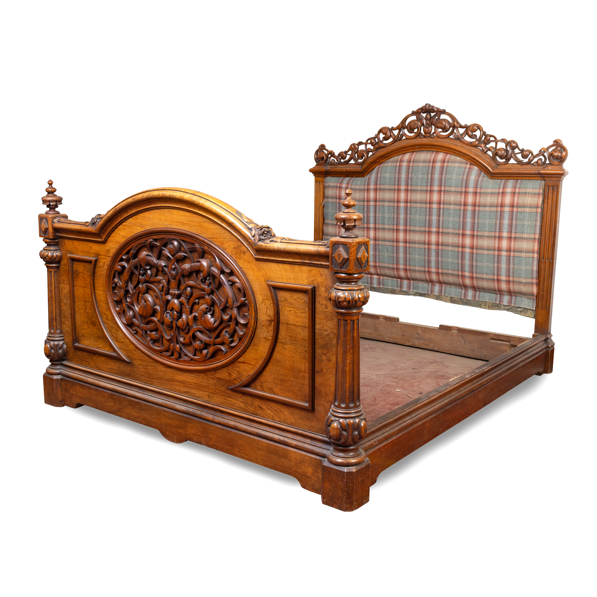 A VICTORIAN WALNUT BED