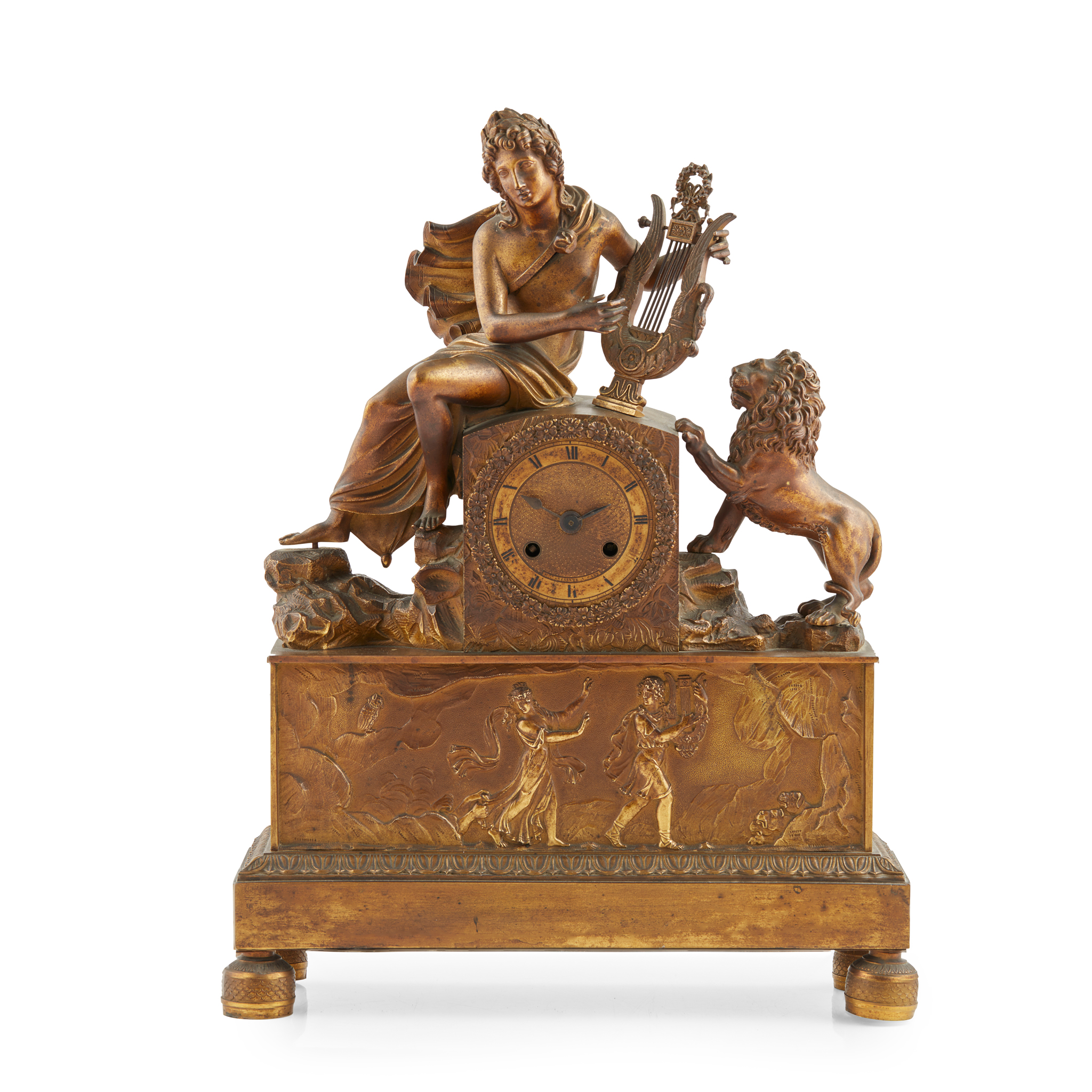 CHARLES X GILT BRONZE MANTEL CLOCK