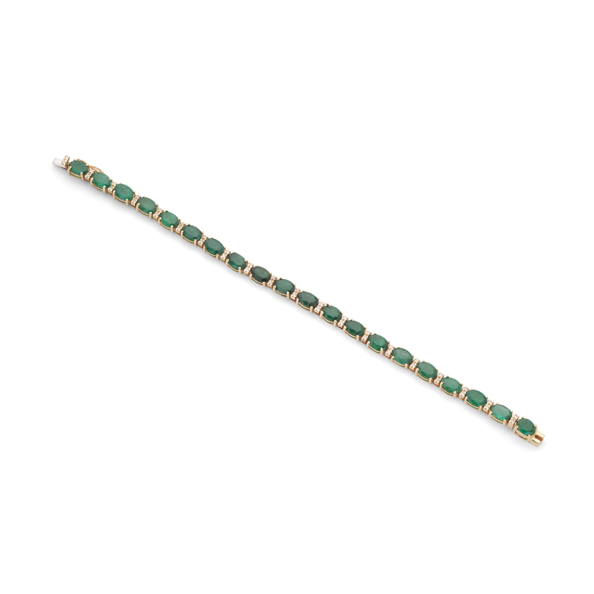 An emerald and diamond bracelet