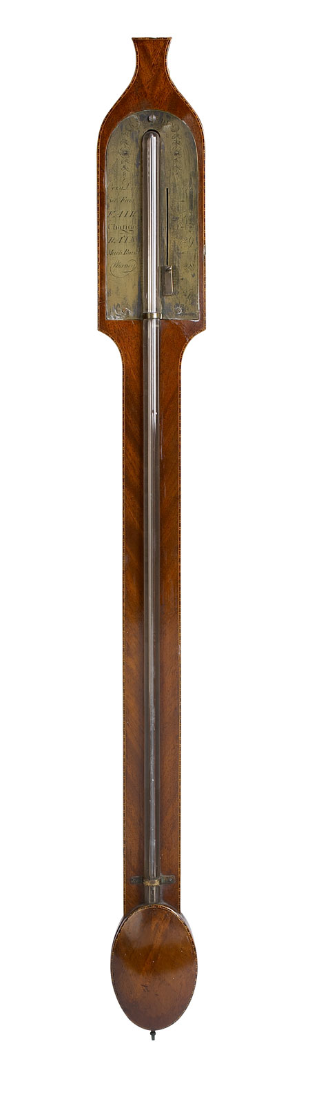 A George III period mahogany and chequer strung stick barometer By Balthazar Knie