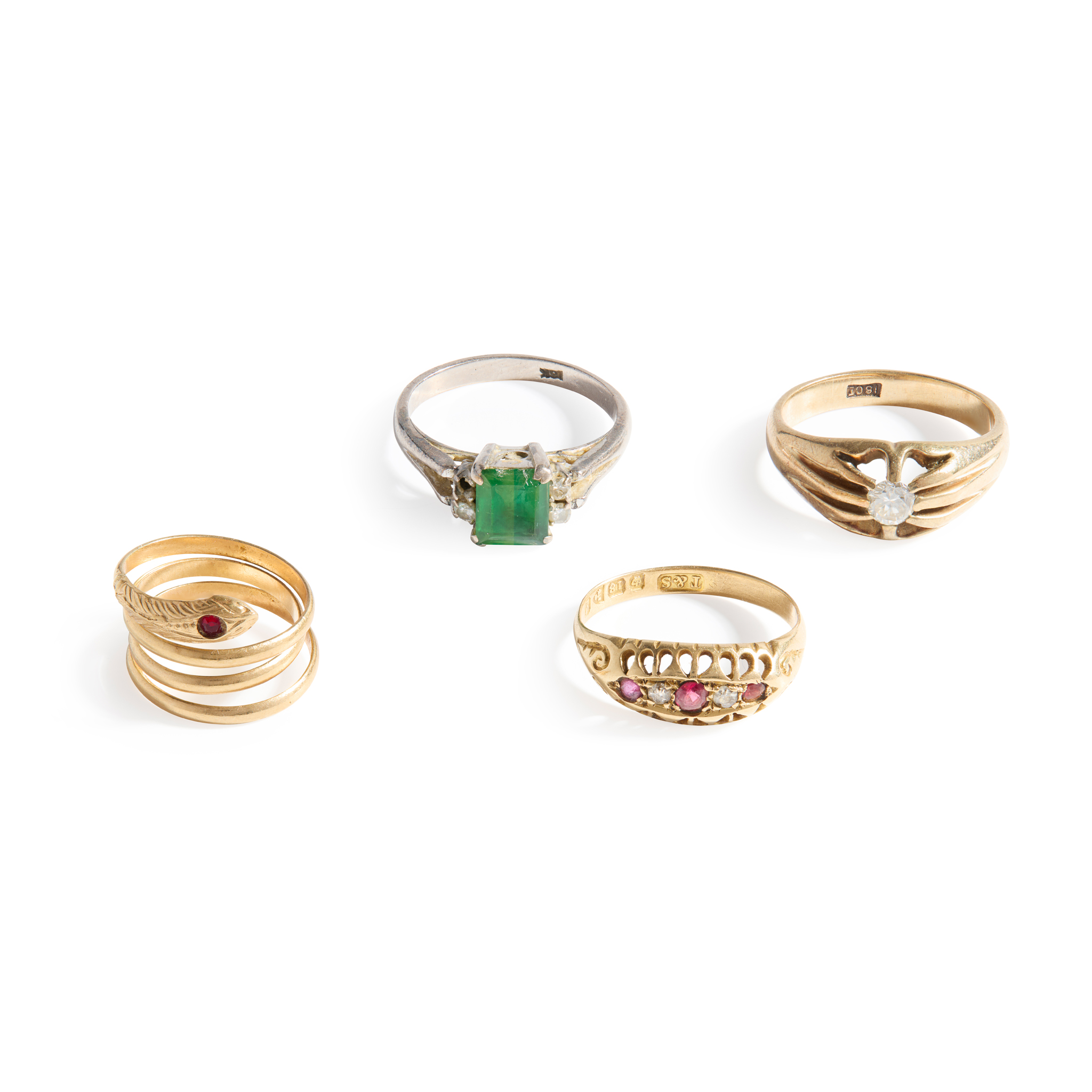 A collection of gem-set rings