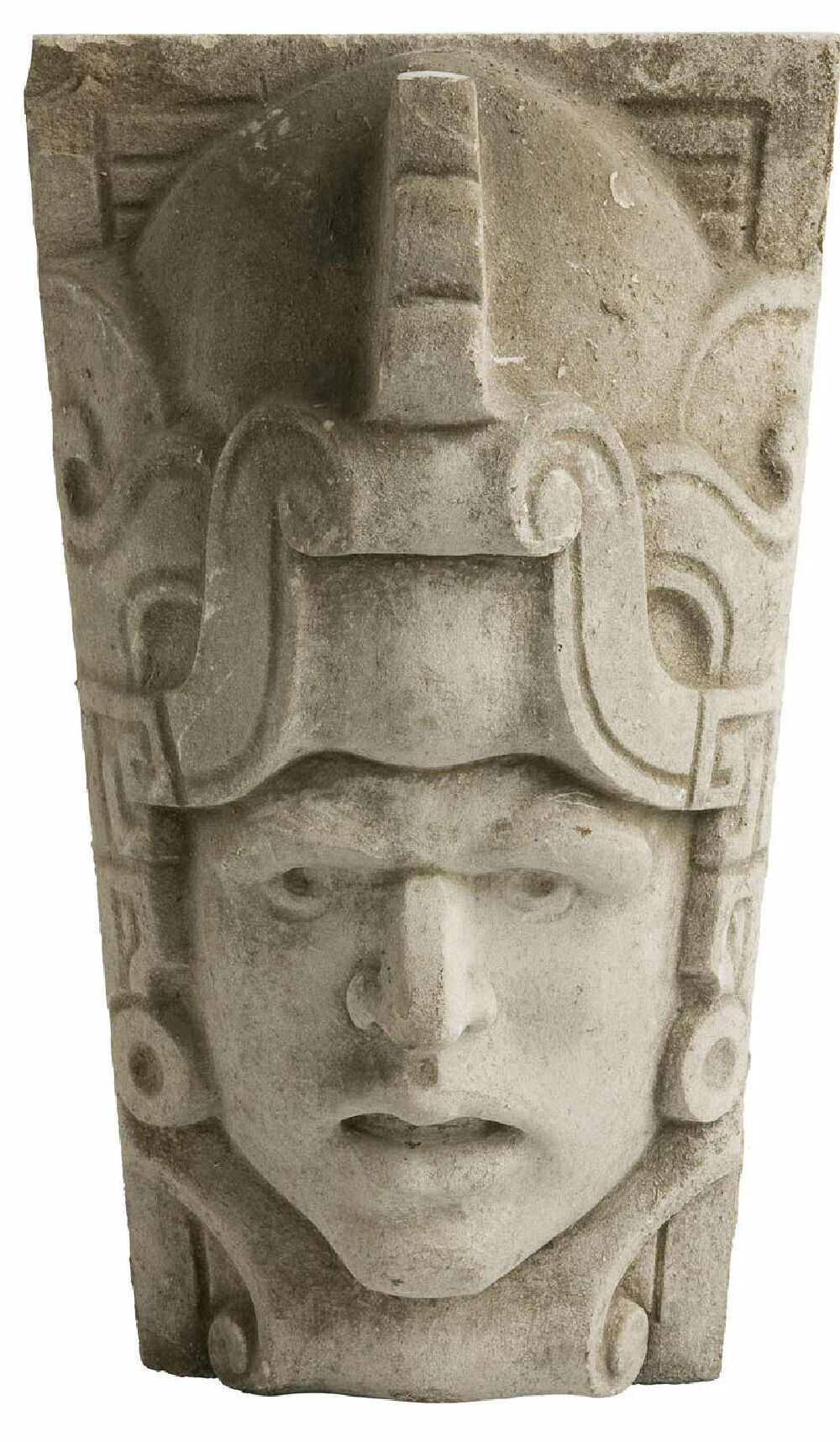A large carved composition stone head of an Aztec deity