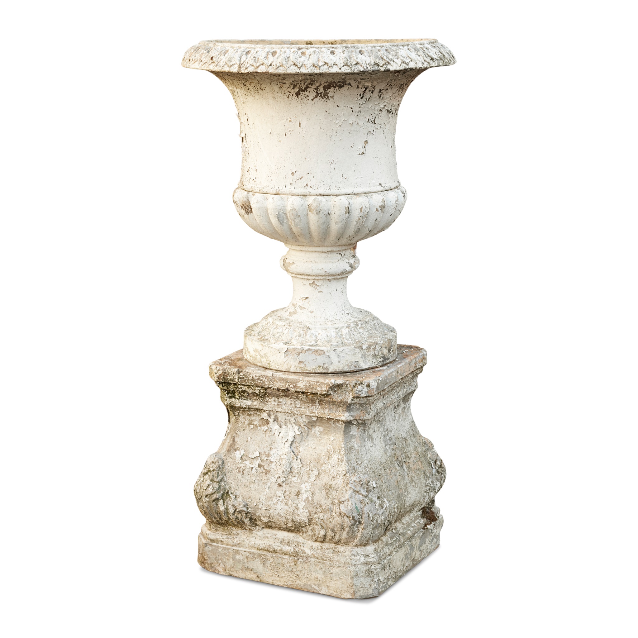 LARGE SCOTTISH FIRECLAY URN AND PLINTH