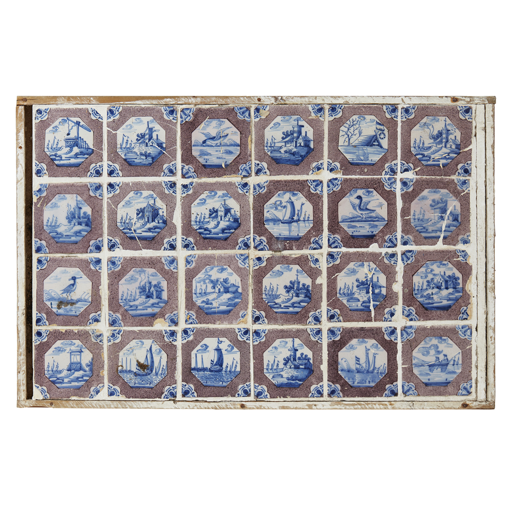 FRAMED PANEL OF DUTCH DELFTWARE TILES