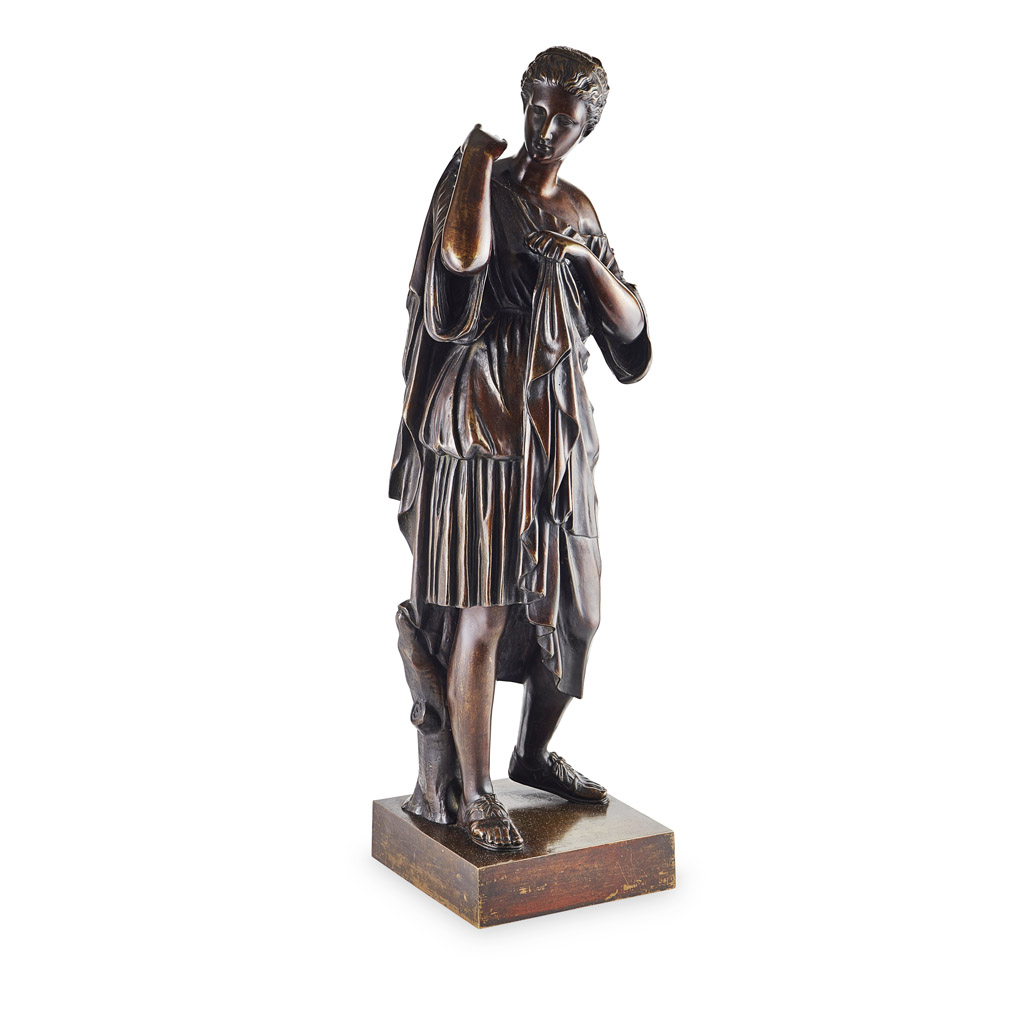 LARGE FRENCH BRONZE FIGURE OF 'DIANA DE GABIES'
