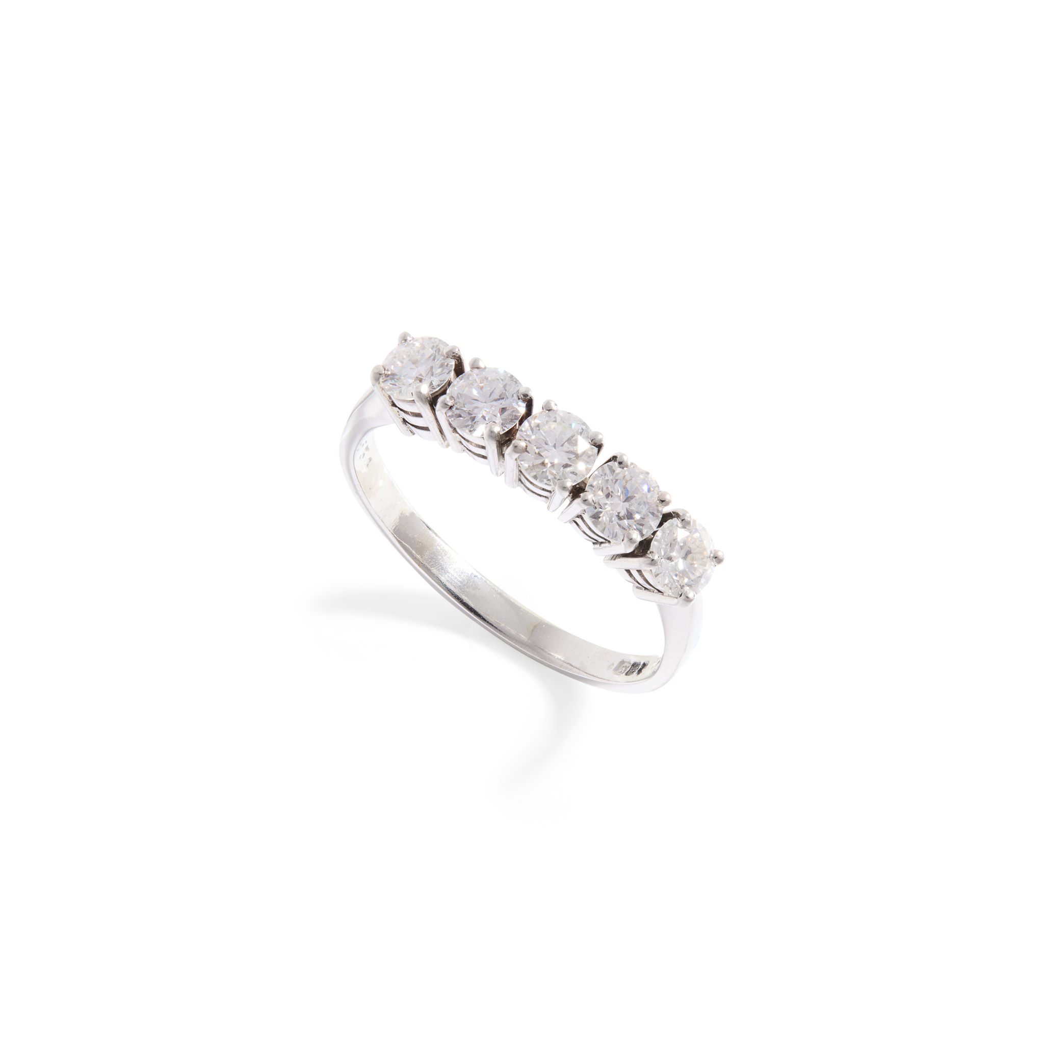 A platinum diamond five-stone ring
