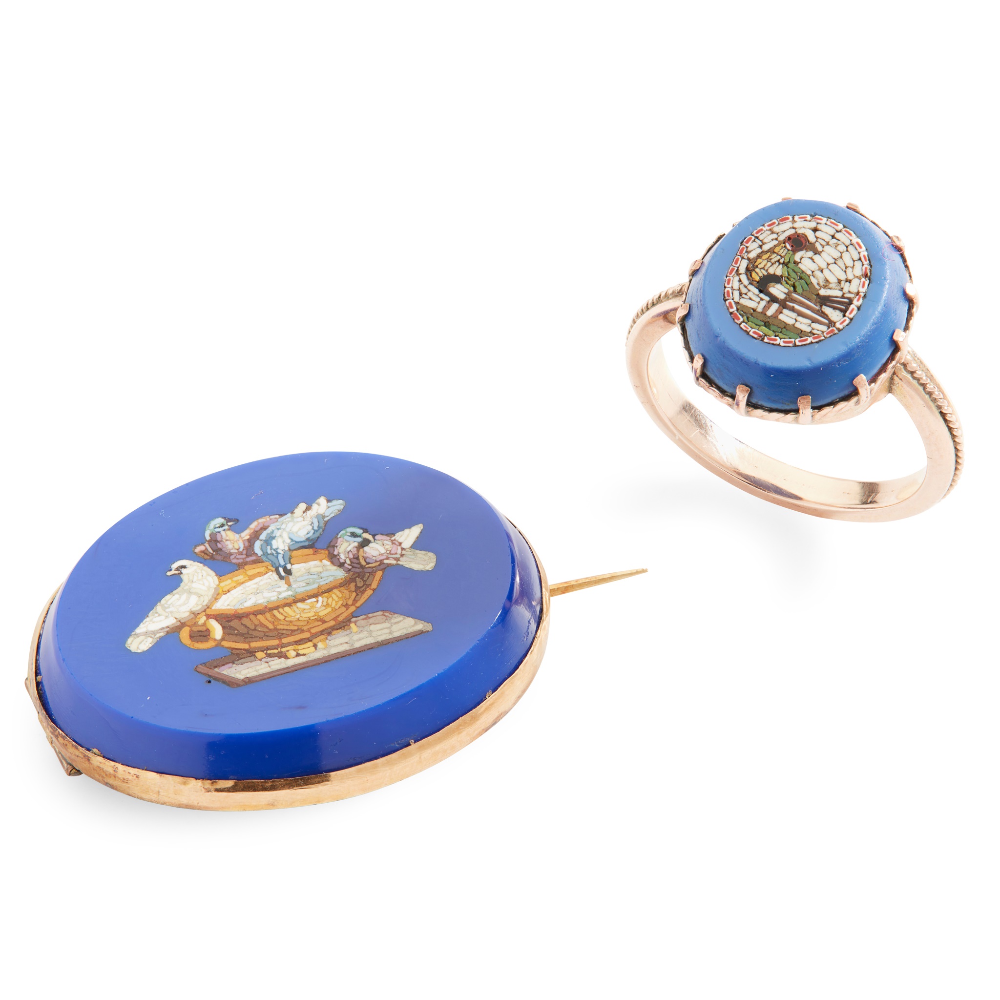 A micro-mosaic brooch and ring