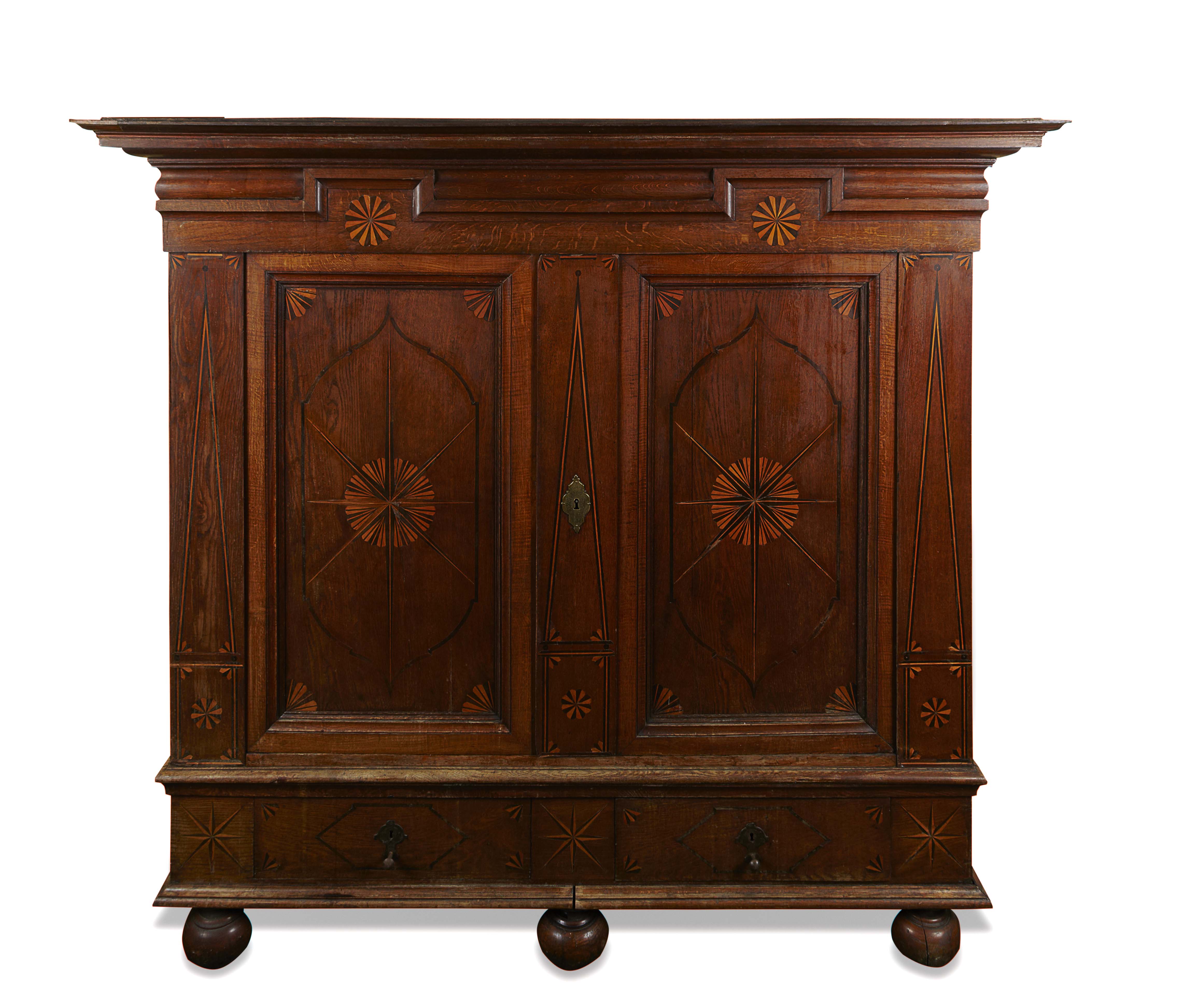 DUTCH OAK AND INLAID SCHRANK