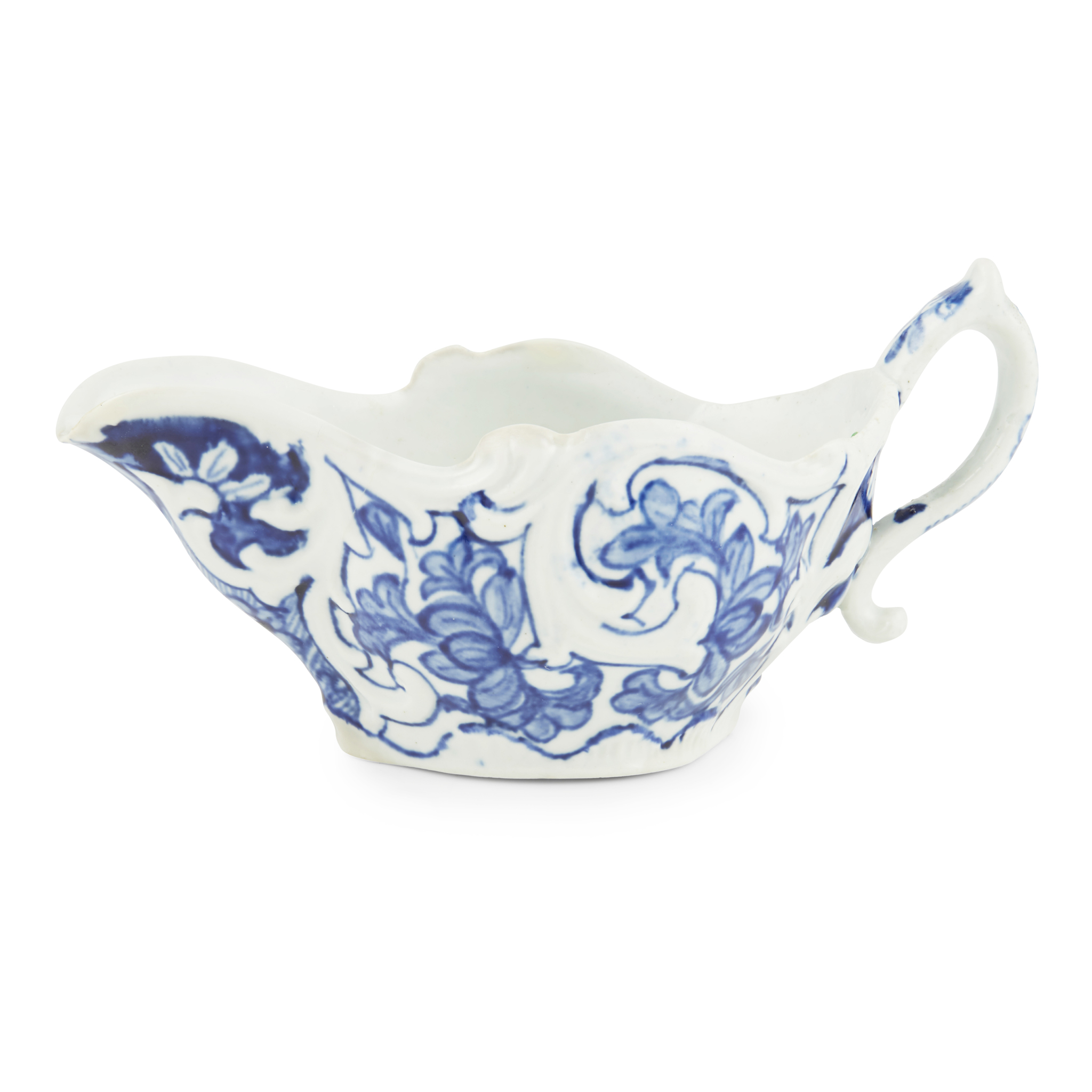 VAUXHALL BLUE AND WHITE MOULDED SAUCEBOAT