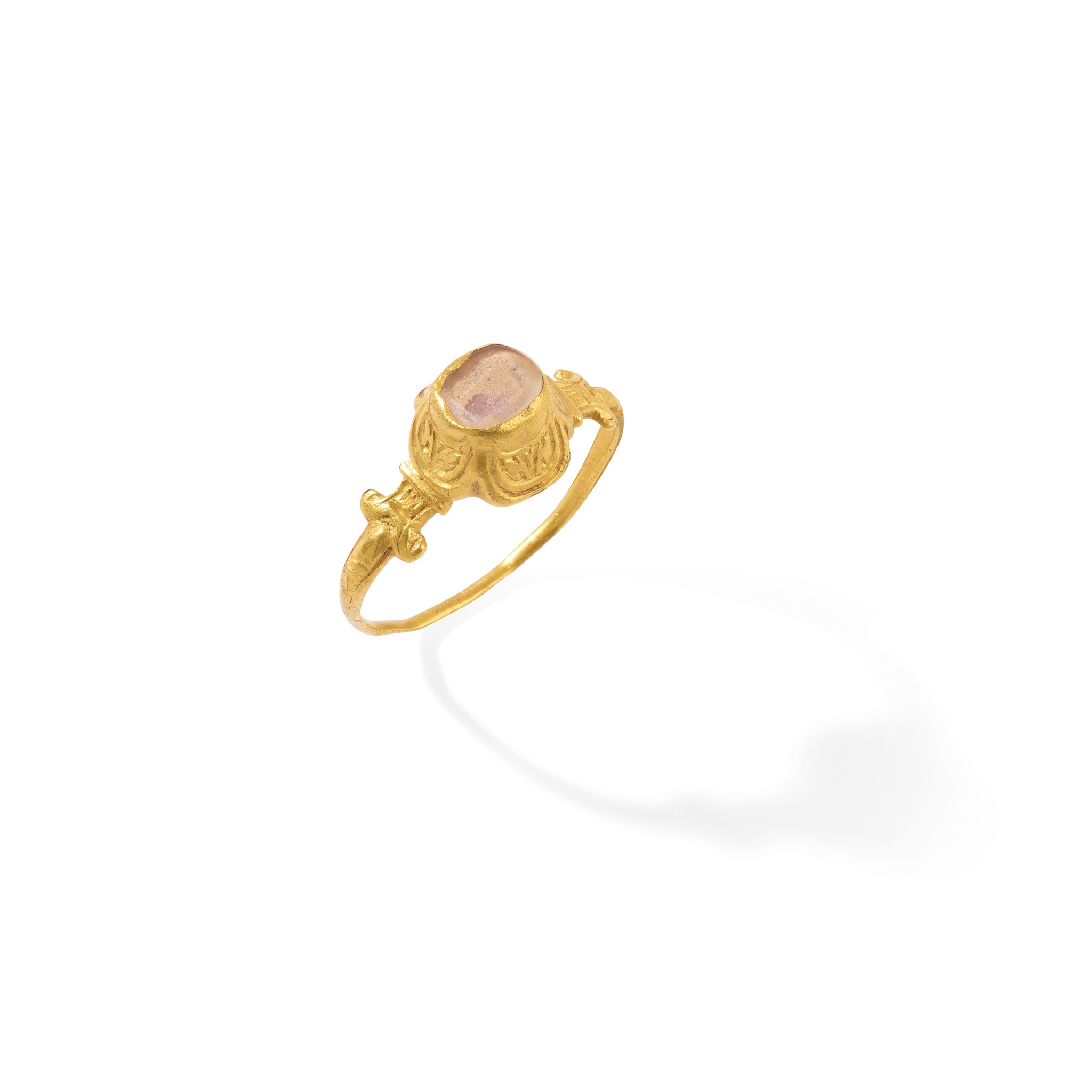 A French Renaissance gold and rock crystal ring,